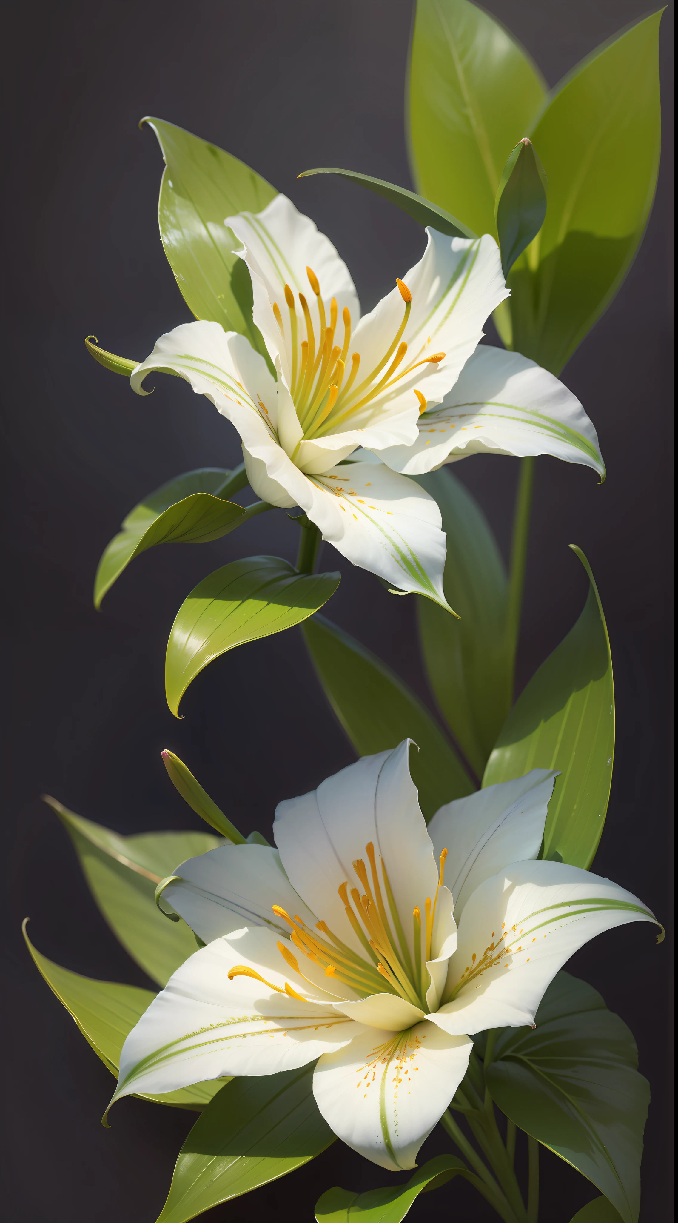 Three lily, three lily in tree,lily ,dark background,high resolution,high quality,blue roses