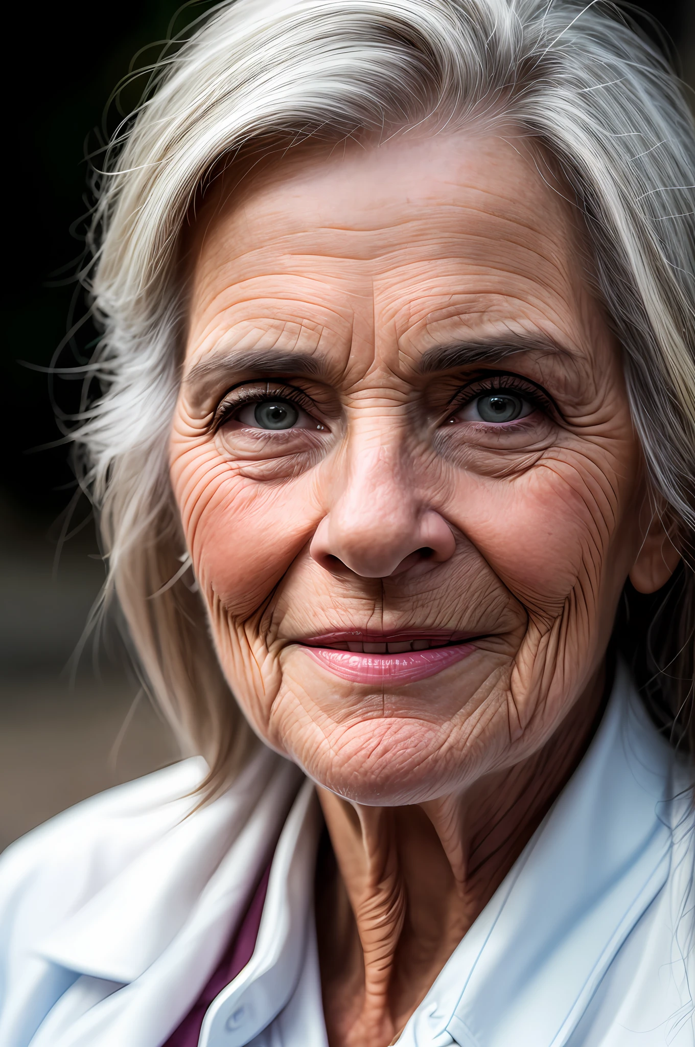 a close up photograph of a beautiful older woman, award winning photo, best quality, portrait, by lee jeffries ,nikon d850 ,film ,stock photograph, kodak 400, f1.6 lens ,(rich colors:1.1) ,hyper realistic, lifelike texture, natural lighting unreal engine, cinestill 800, (100mm lens)