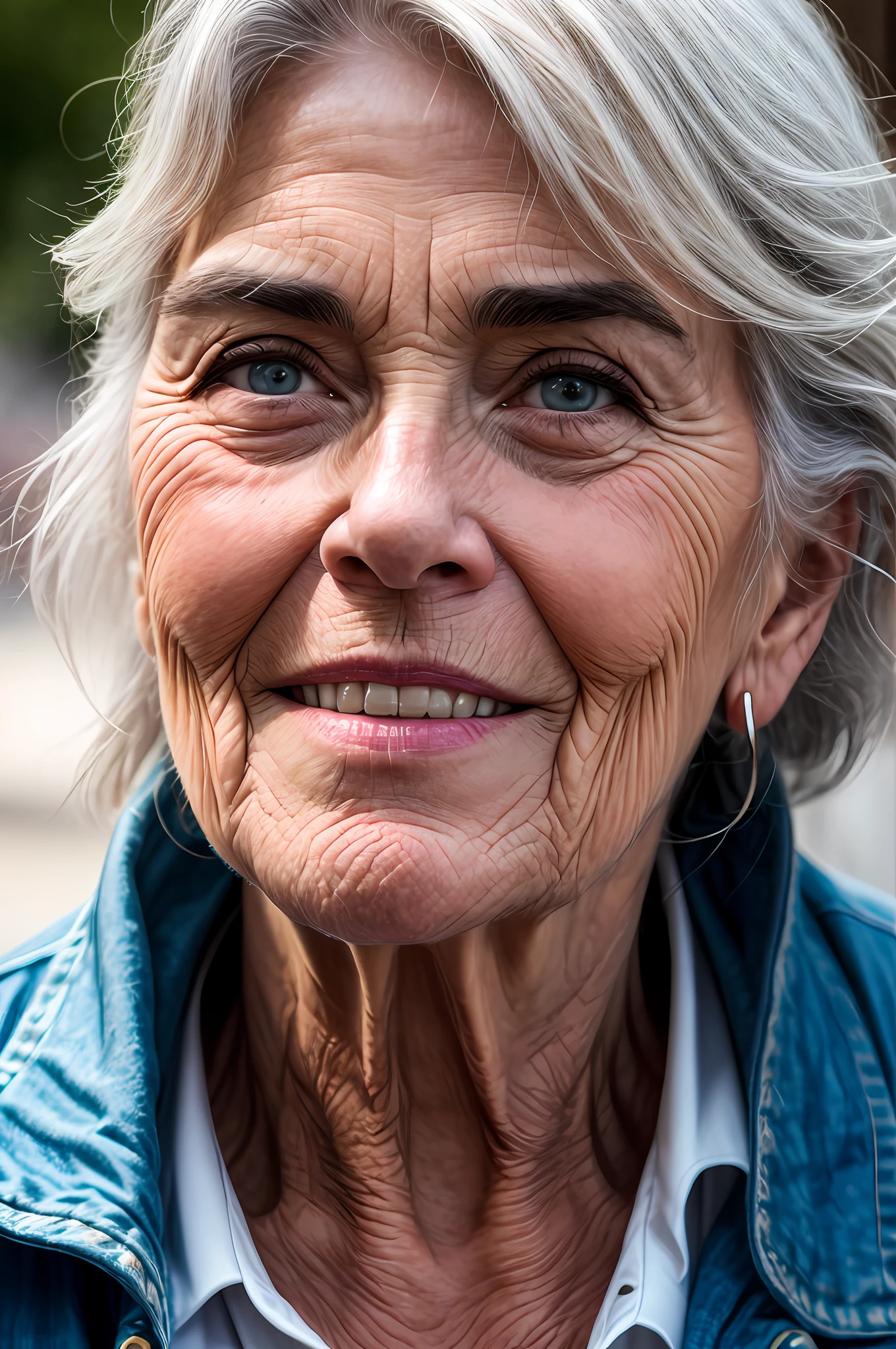 a close up photograph of a beautiful older woman, award winning photo, best quality, portrait, by lee jeffries ,nikon d850 ,film ,stock photograph, kodak 400, f1.6 lens ,(rich colors:1.1) ,hyper realistic, lifelike texture, natural lighting unreal engine, cinestill 800, (100mm lens)