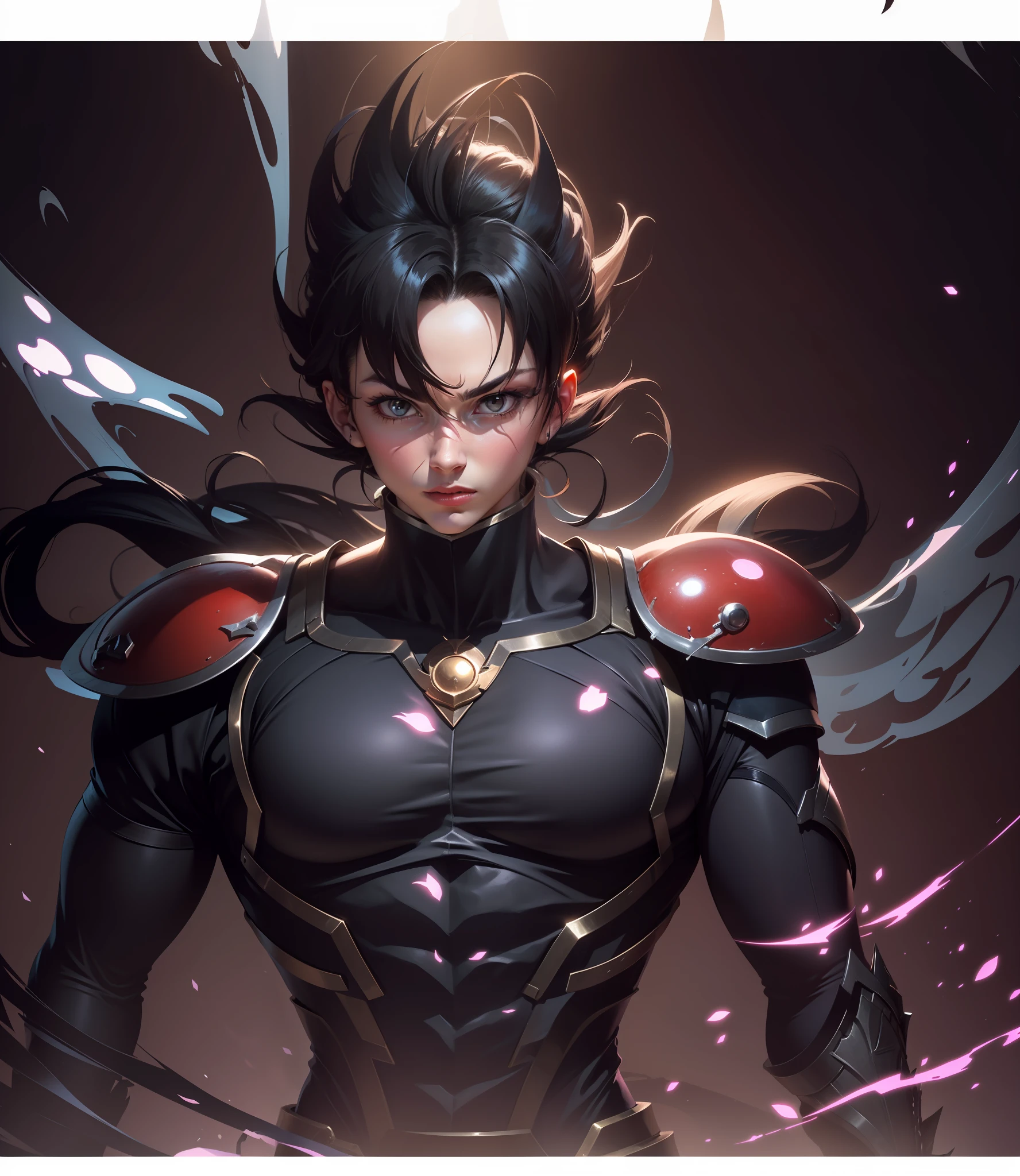 Use this image as a reference and leave the hair black and show the rest of the body making mystical gauntlets on your arms
