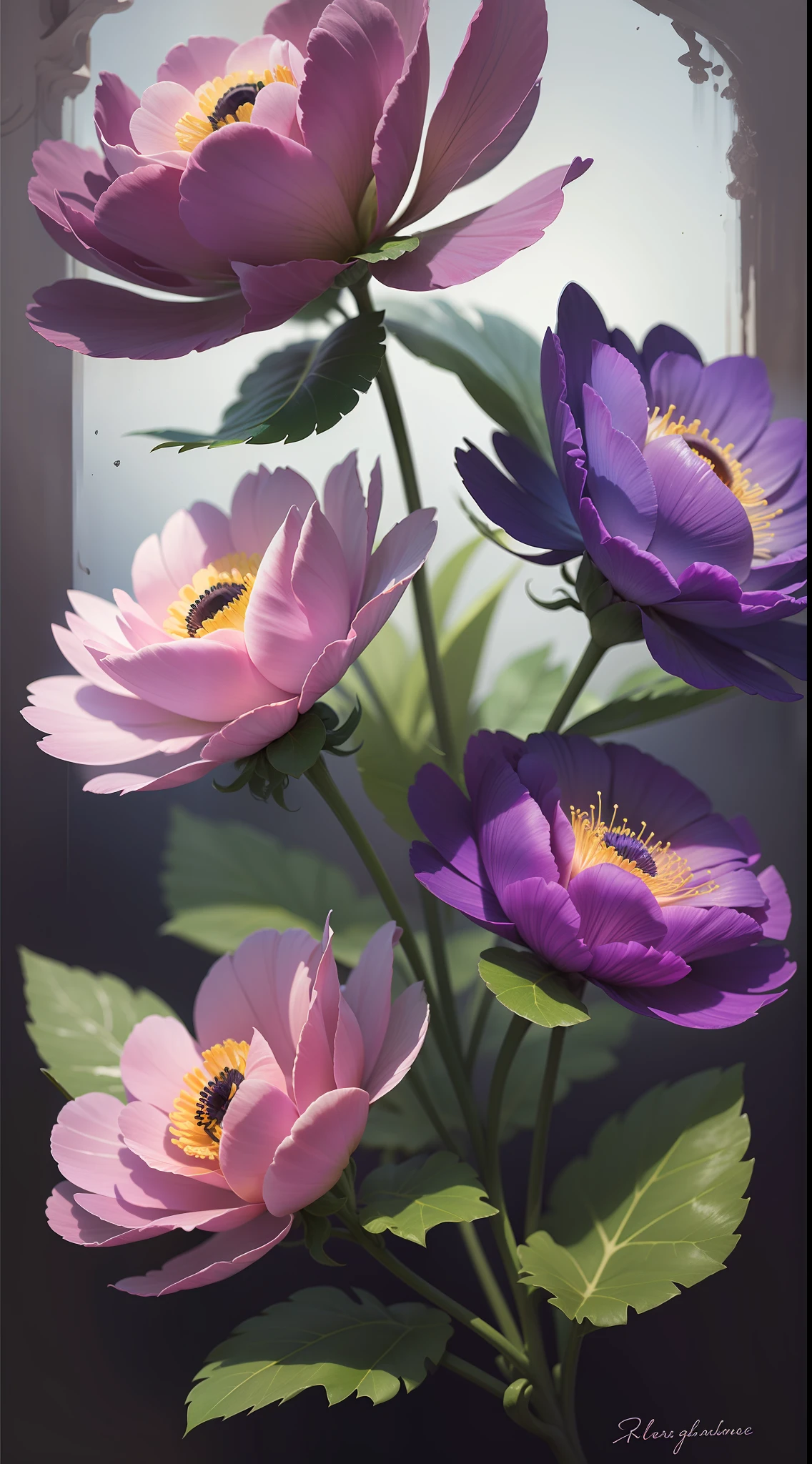 Three Anemone, three Anemone in tree,Anemone ,dark background,high resolution,high quality,blue roses