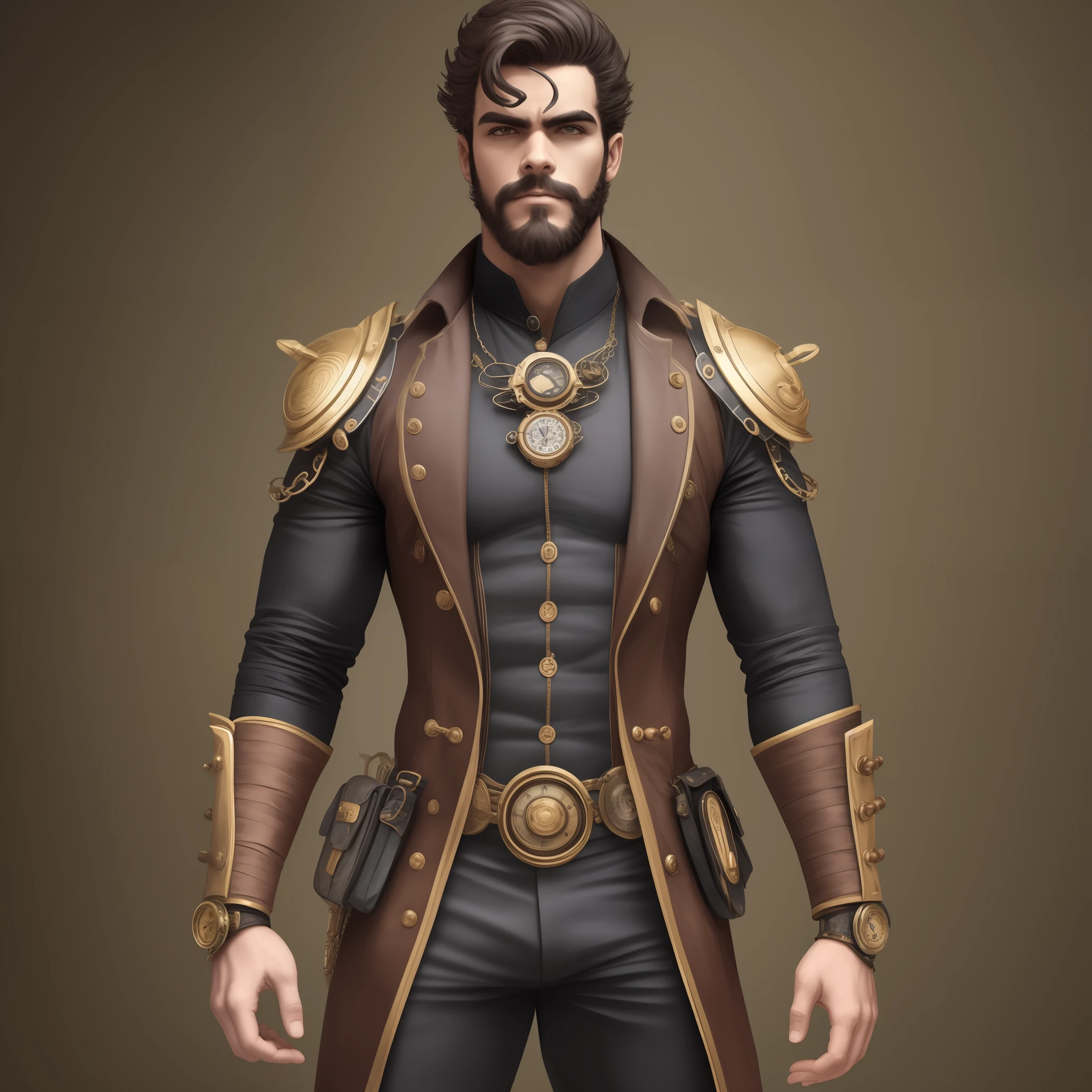 Homem, estilo steampunk, futurista, super detalhado,