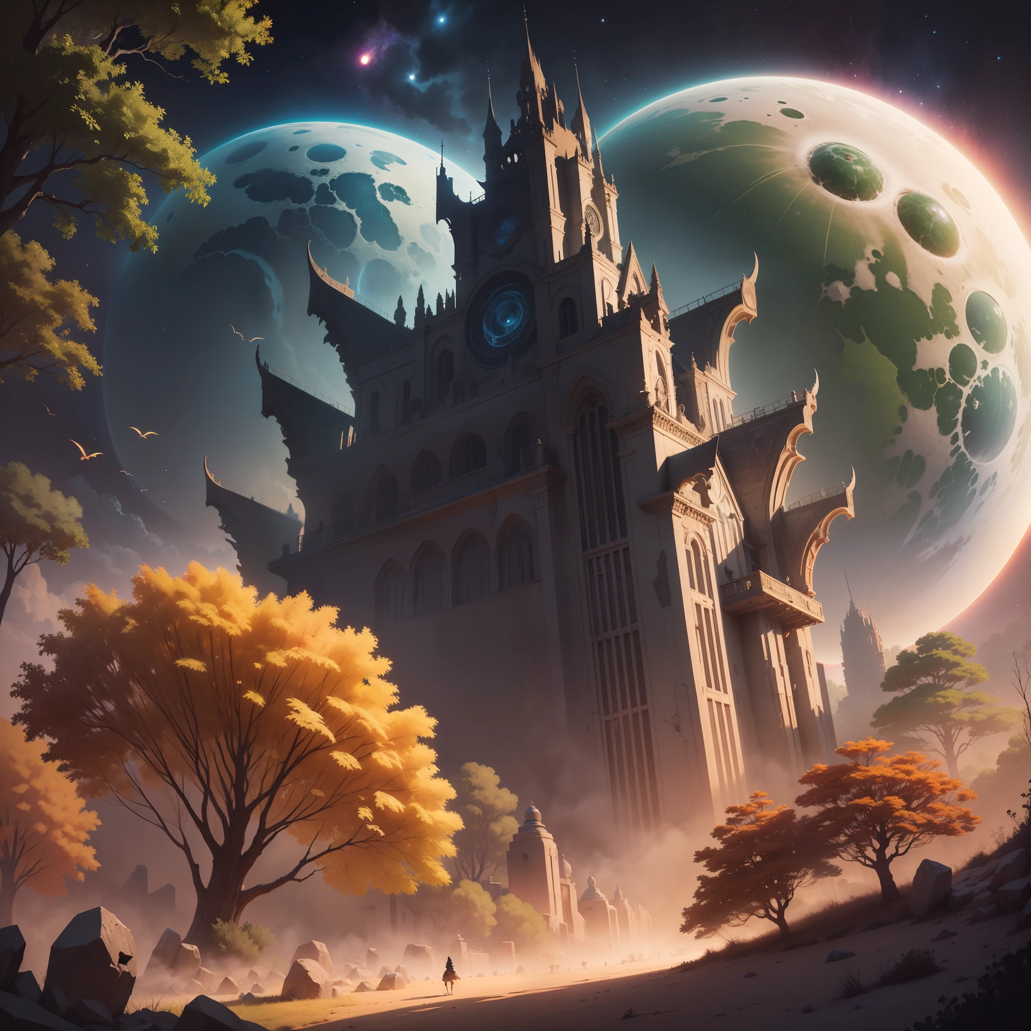 the night that the dorito planet oreo reached syzygy over the zigzag savannah, aspectacularvistaofabsolutedestruction,saulbassposter, darkness, my old friend,
alien feral filthy filigreed planet with serene natur
digital painting, highly detailed, intricated, intricated pose, clarity, high quality