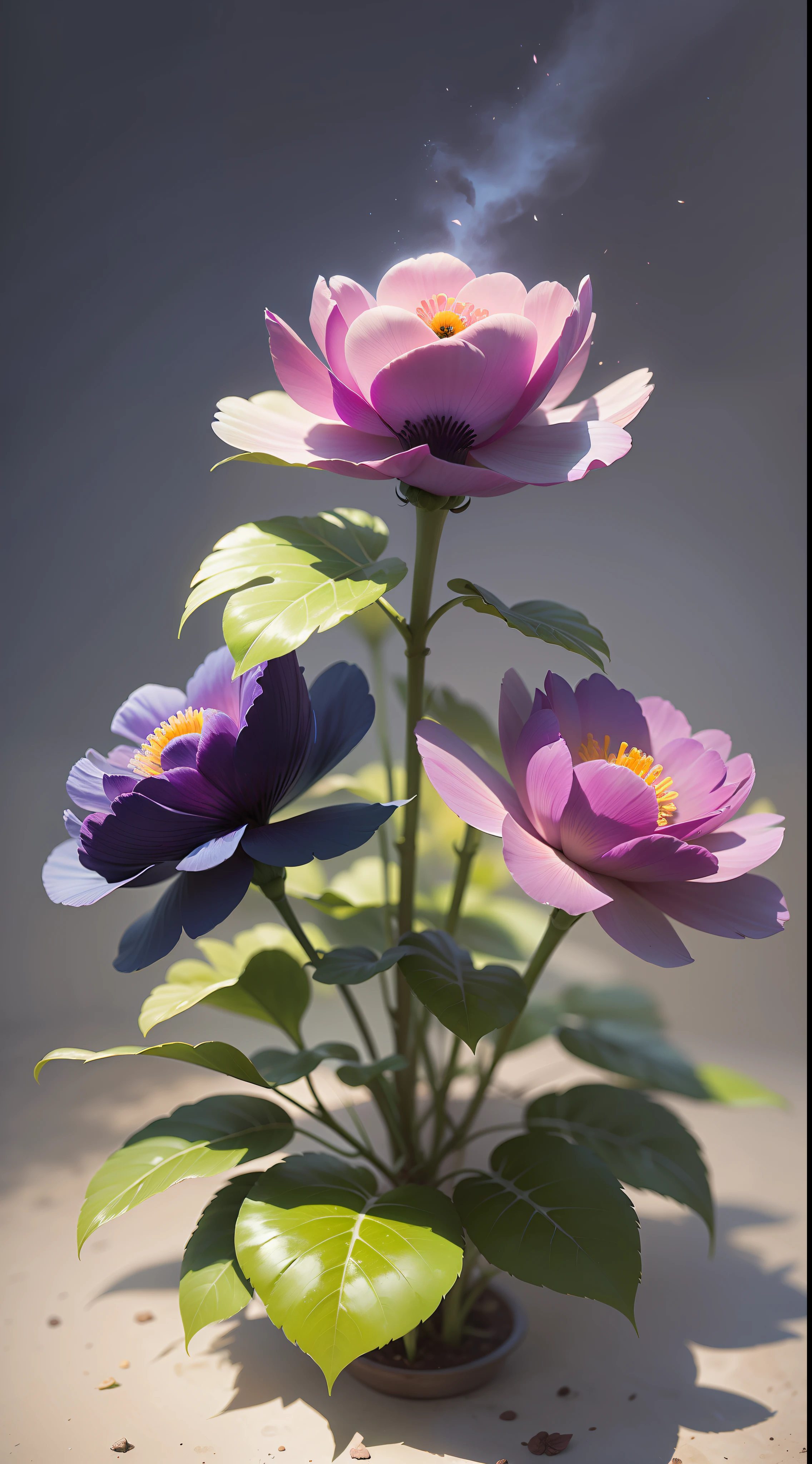 Three Anemone, three Anemone in tree,Anemone ,dark background,high resolution,high quality,blue roses