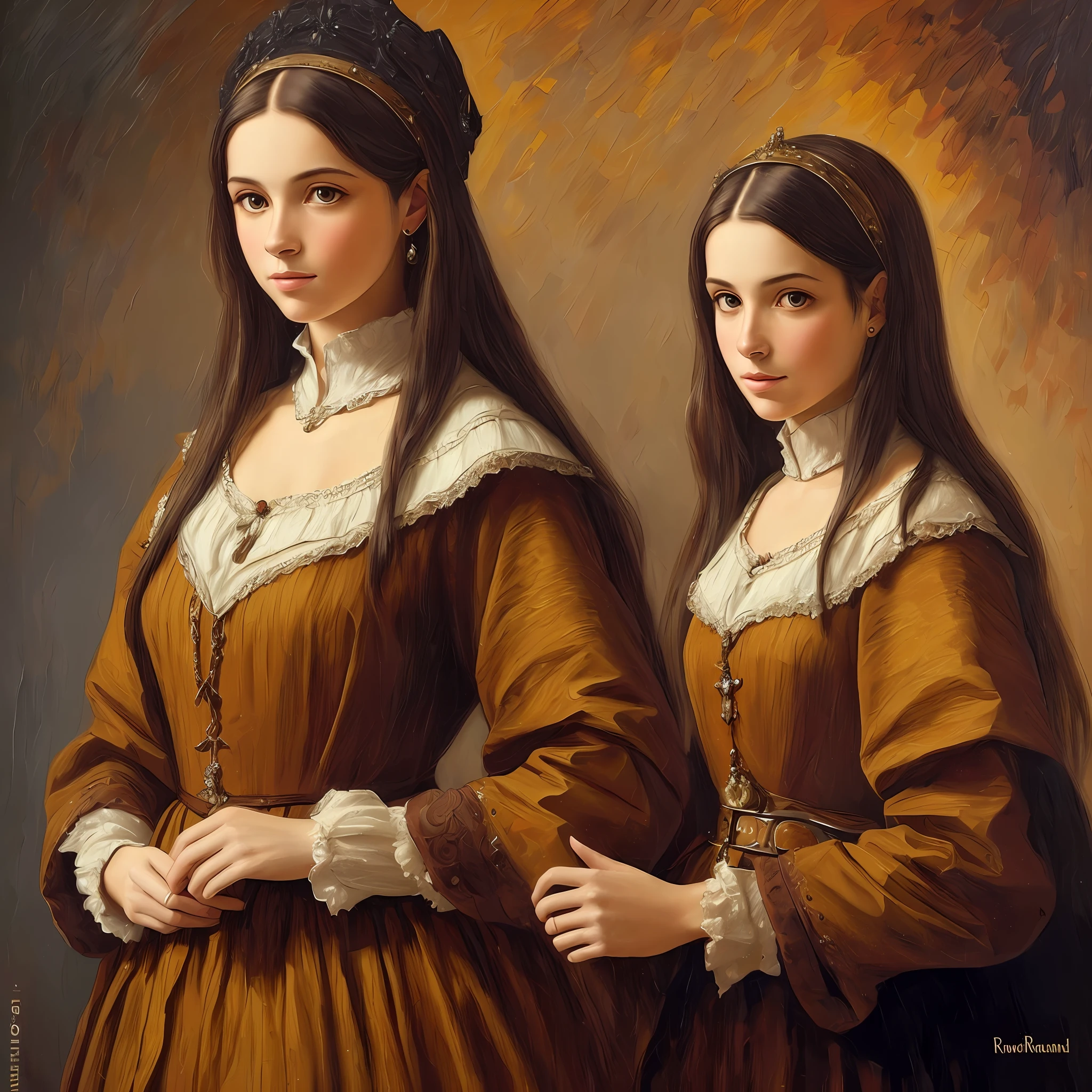 Oil painting beautiful woman, Reembrandt lighting, roupa medieval, hiper impasto --auto