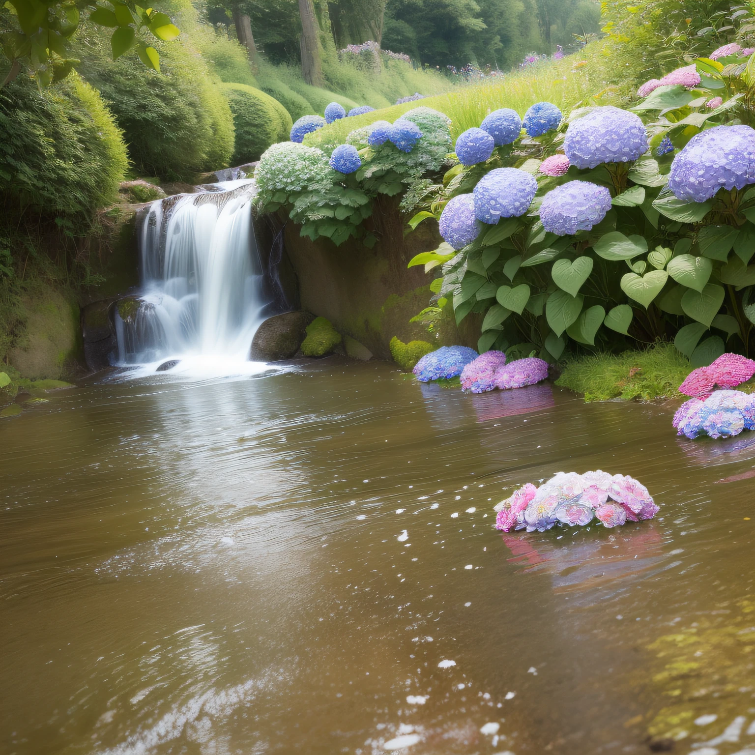 Hydrangea、Its water of various blotches、Dripping