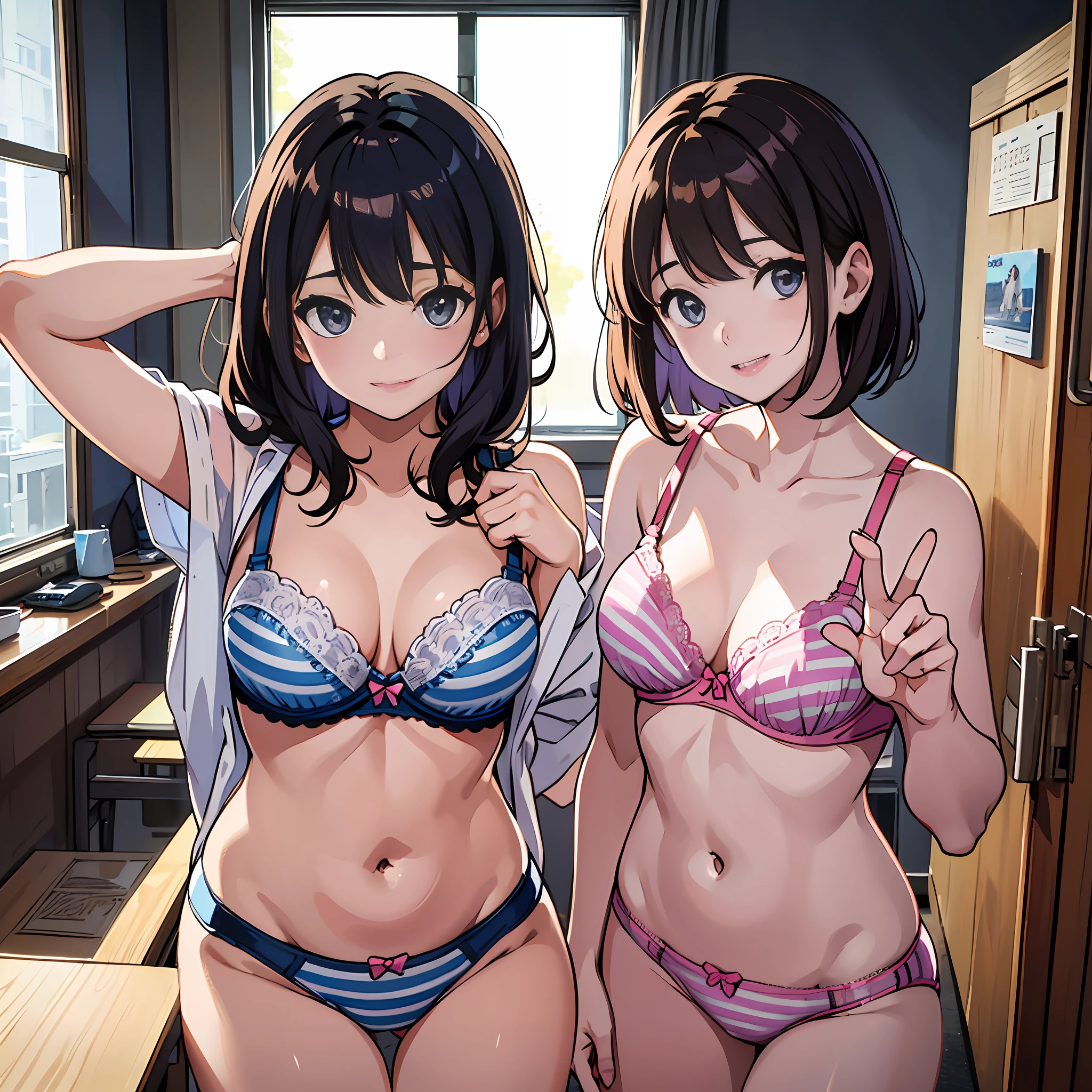 younger sister、Cute bra、8K、top-quality、sixteen years old、looking in camera、Red cheeks、student clothes、Wearing a blouse、embarrassed from、Delicate hand、Home、I love my brother、A dark-haired、bobhair、showing off breasts、Take off your clothes and show off your breasts、Chest protruding pose、Eyes are heart marks、show the grinps、student clothes、High school students、Take a photo with friends、Nku underwear、pink bra、Purple bra、Purple underwear、Light Blue Bra、Light blue underwear、Bra with horizontal stripes、Underwear with horizontal stripes、Underwear with vertical stripes、Bra with vertical stripes、Polka Dot Bra、Polka dot underwear sister、Cute bra、8K、top-quality、sixteen years old、A smile、Looking at the camera、Cheeks red、(student clothes)、I'm embarrassed、Delicate hand、Home、I love my brother、Clear liquid leaks out of the crotch、A dark-haired、bobhair、Show off your breasts、Take off your clothes and show off your breasts、Chest protruding pose、kawaii pose、2 girls in、Three girls、4-girls