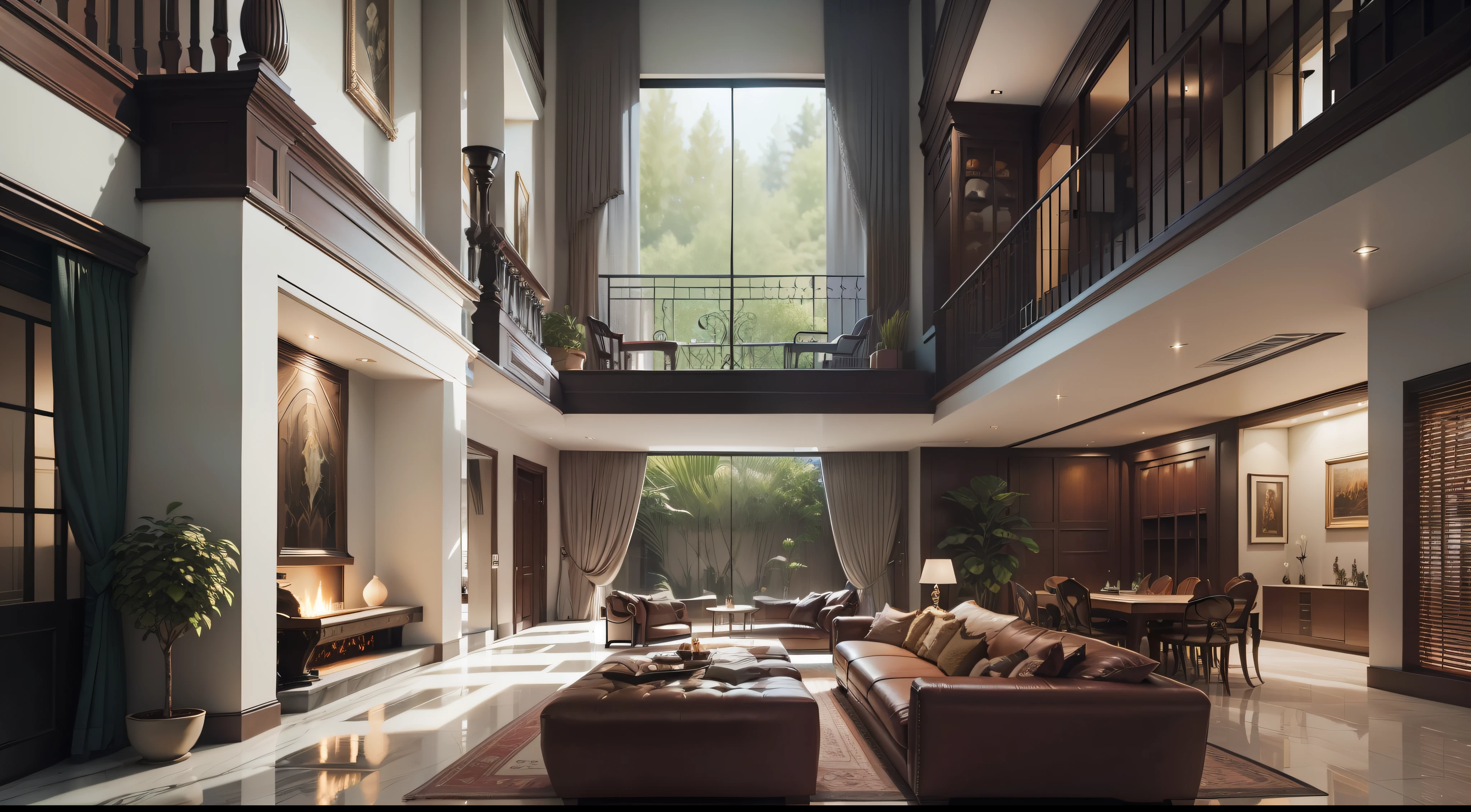 inside a house is large modern, luxurious, and located in an exclusive area. It is owned by wealthy people and is a symbol of their social status and wealth.