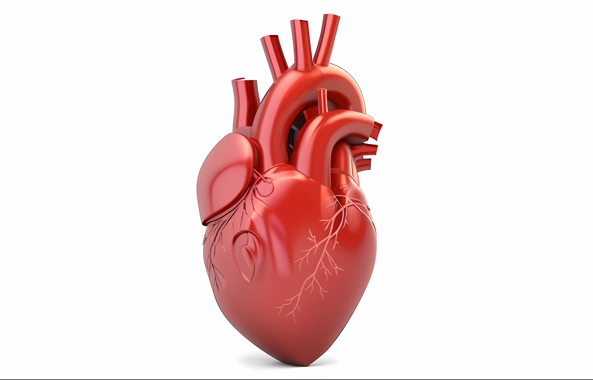 A closeup of a red heart on a white background, 3D model of a human heart, Heart human, real heart, anatomically correct heart, (Heart), anatomical heart, real heart!, heart operation, Heart, Organs, ventricles and aorta, aorta, Heart, rins, lungs;, heart effects, glass sculpture of a heart, glass-cast heart