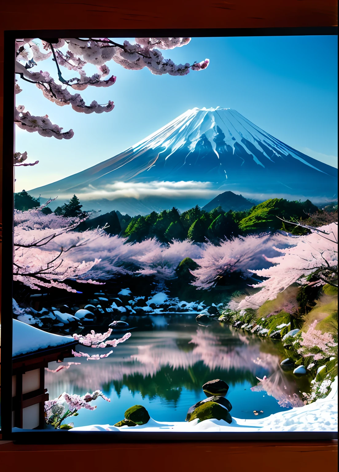 RAW photo of a Red Mt.fuji, ((solo)), (Fushimi Inari Taisha's Thousand Torii Gates in Kyoto), small details, (photorealistic:1.4), ultra-realistic photo, 8k uhd, dslr, high quality, film grain, Fujifilm XT3, (masterpiece), official art, RAW photo of a landscape, insanely detailed, hyper realistic, (photorealistic:1.4), ultra-realistic photo, 8k uhd, dslr, high quality, film grain, Fujifilm XT3, (masterpiece), Mt.fuji, (solo:1.5), (sun atop the summit:1.1), (snow-capped mountain:1.4), lush green mountain slope, clouds billowing over the mountain slopes, (a lot of cherry blossom:1.4), deep forests, several lakes, (mist drifting over the lake:1.2), midday, milky way, twinkling stars, Deep Focus,