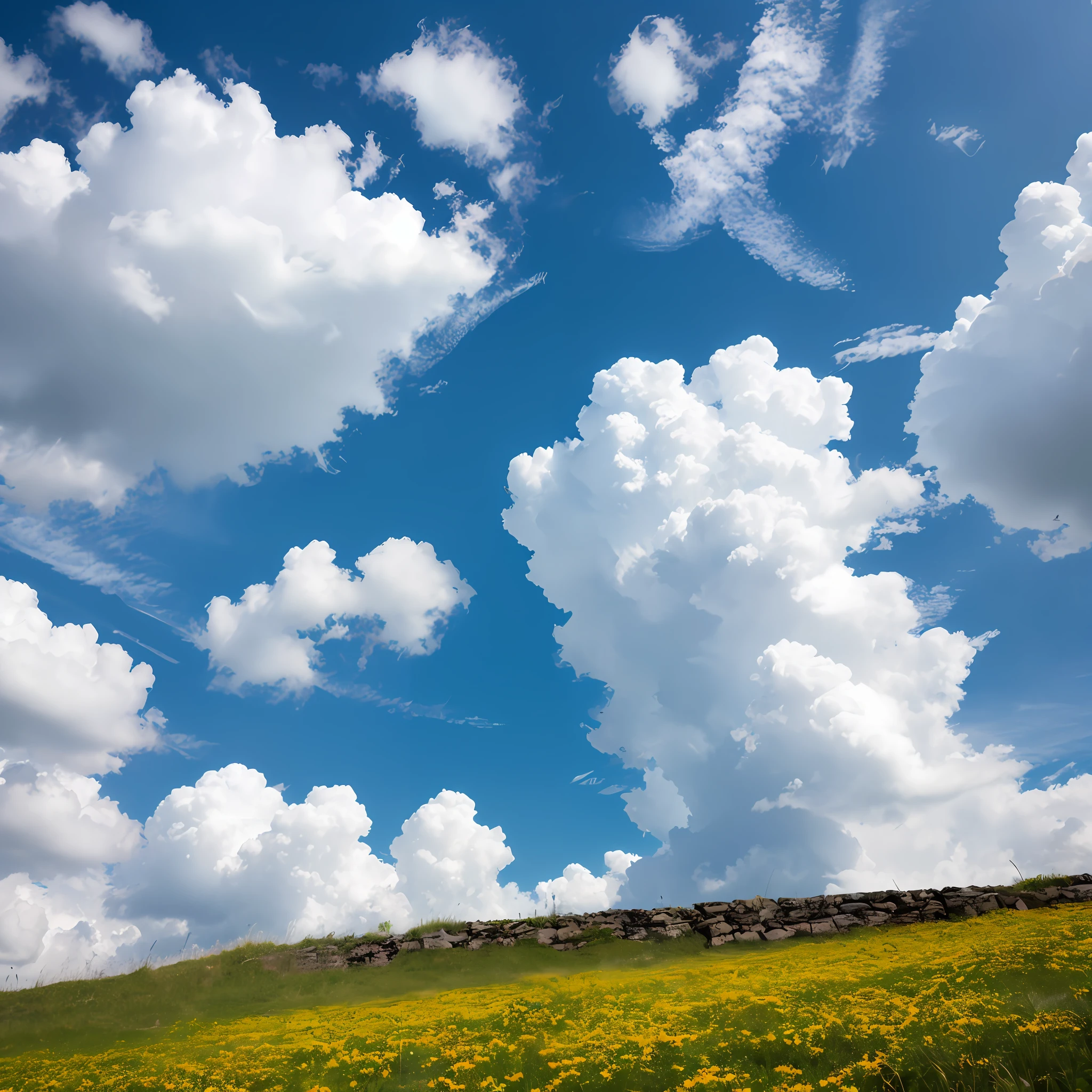 Summer sky、white clouds、​masterpiece、Top resolution、blue open sky、No humans、v6、Angle from below --auto