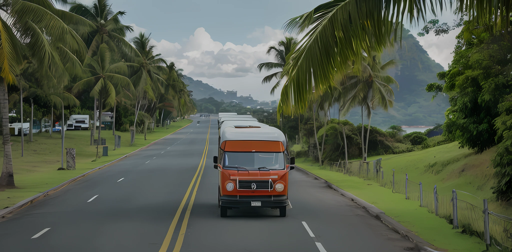 Foto RAW, A photographic portrait of a Volkswagen Delivery 8-150 truck, vermelho, vidro amarelo, praia, frontal, Foto frontal, Ultra realista, fotografia, ao ar livre, dia, Rodovia, pista, rio de janeiro, palmeiras, Truck,
(pele detalhada alta: 1.2), 8k UHD, DSLR, soft-lighting, alta qualidade, grain of film, Volkswagen Delivery truck 8-150