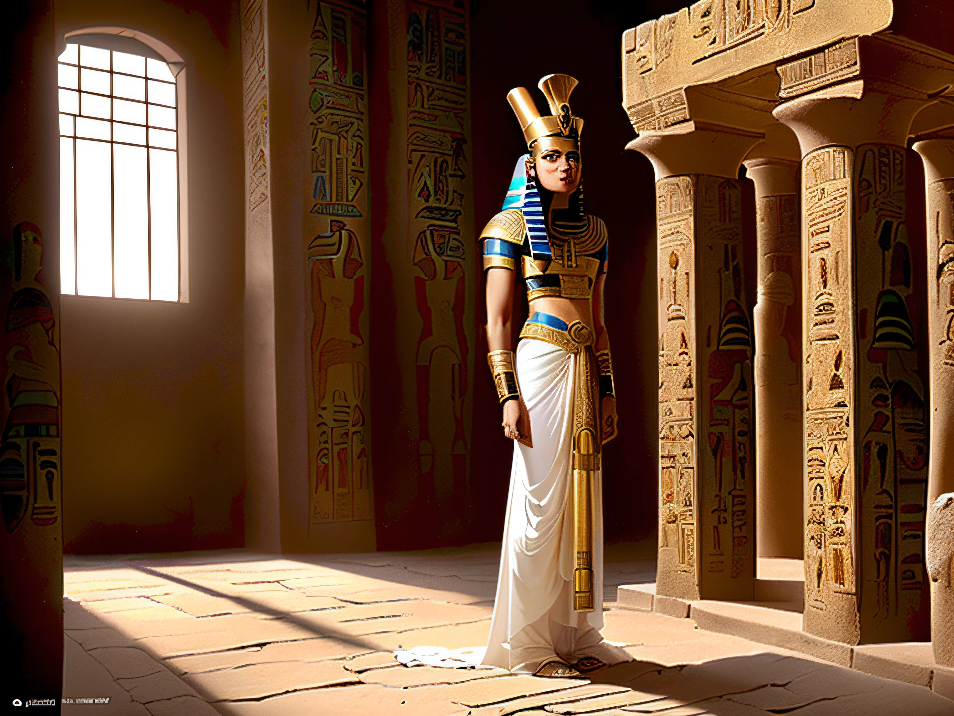 (altamente detalhado: 1.2), (melhor qualidade: 1.2), 8k, foco nítido, (espalhamento subsuperficial: 1.1), (nsfw: 1.1), (fotografia premiada: 1.2), 1girl
(Anadearmas girl in detailed Egyptian queen costume:1.3), (Detailed room of the ancient Egyptian throne with sandstone and herdoglyphs:1.3), (highly detailed ancient egyptian city:1.2)
(roupas muito detalhadas: 1.2), (fundo altamente detalhado: 1.3), RPG, Elden Ring, (antigo Egito: 1.2), (hiperrealista: 1.2), lighting dramatic, artstation, artgerm, greg rutkowski, alphonse mucha, trending in artstation, trending on deviantart, O MESTRE E O JOVEM SENTADOS A CONVERSAR