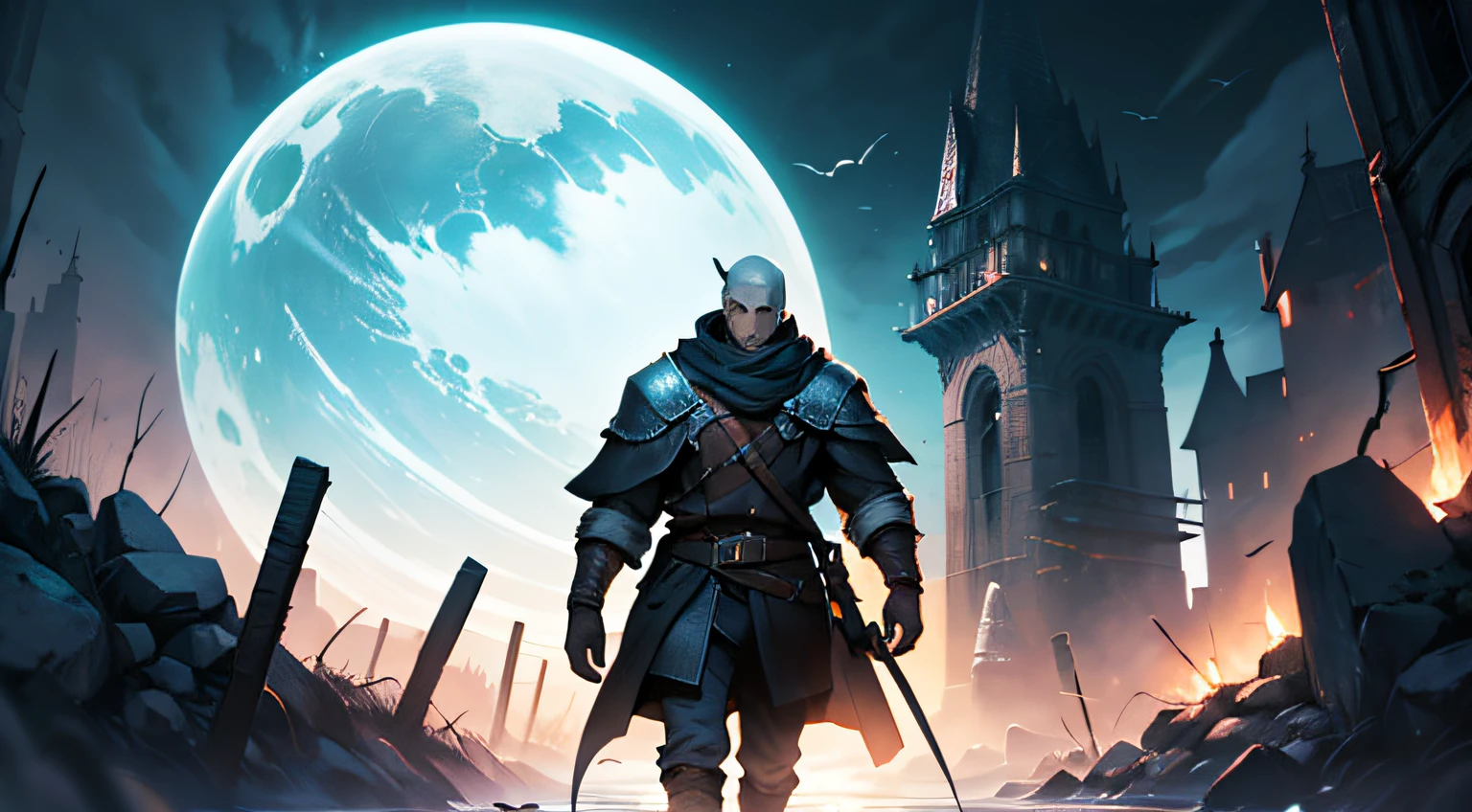 man making an energy sphere with his hand in dark scenery looking at camera, rogue like, manga , dark souls, rogue like, hadesstyle, dark --auto