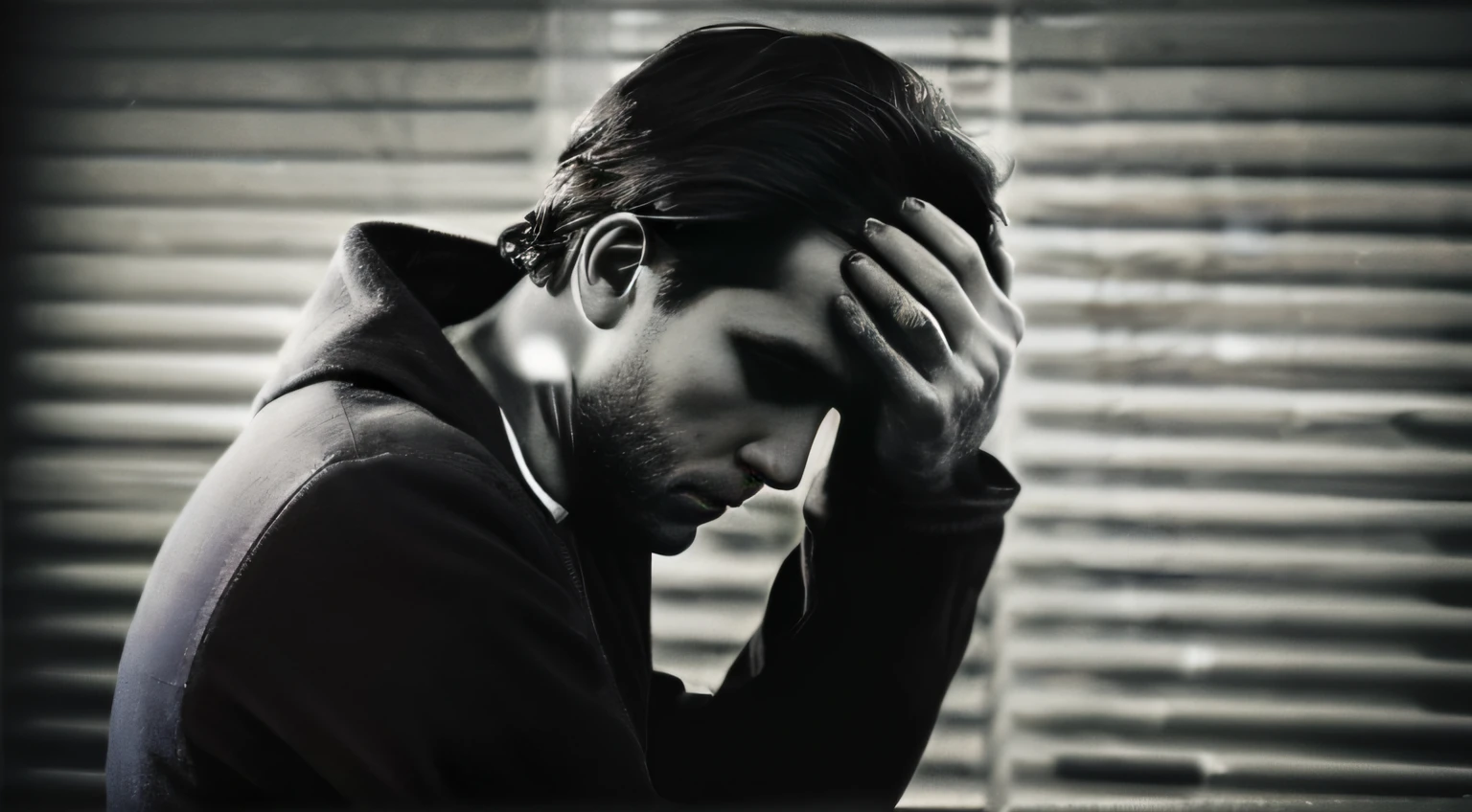 um homem extremamente magro, jovem homem abatido, tristeza, Depression
