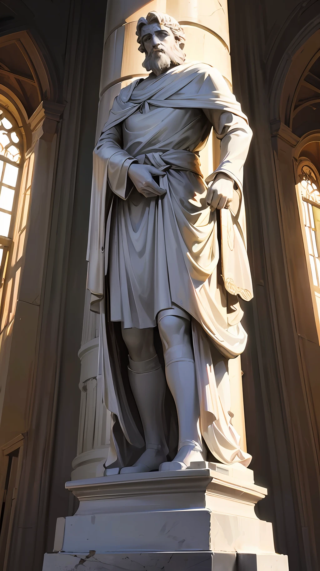 construa maquete, professional marble sculpture of the Roman philosopher and emperor Marcus Aurelius, primorosamente decorado, Medium plan, (fundo preto: 1.3), extramente detalhado, Epic light and shadow, cinematografia, muito contraste e detalhes, identico --auto