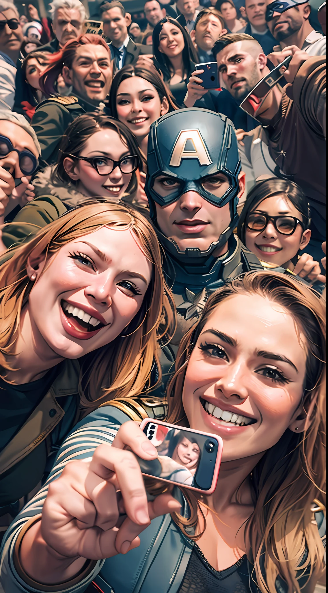 captain america selfie with fans