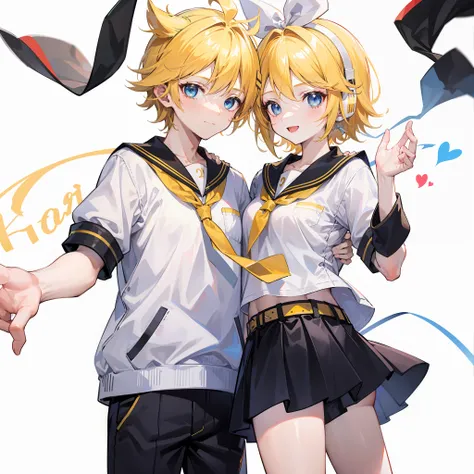 best quality, ultra precision, only two person, one boy and one girl, (a boy is kagamine_len), (a girl is kagamine_rin), blue ey...