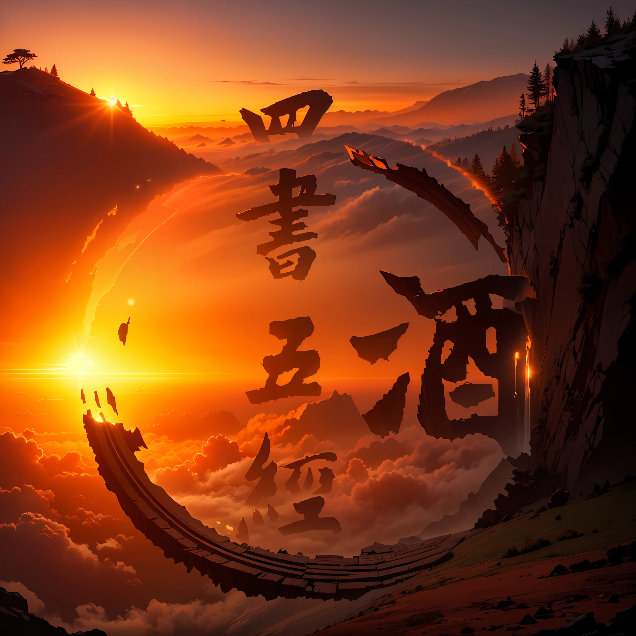 An image that depicts a radiant sunrise over a tranquil and serene landscape