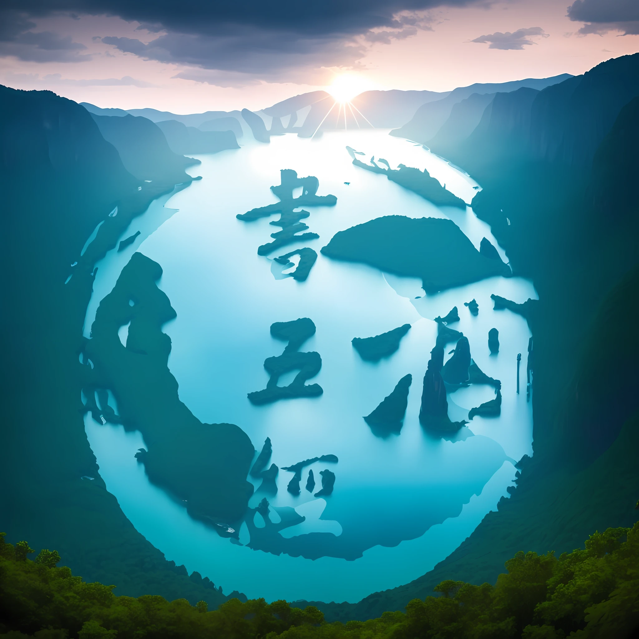 scenery, outdoor, sky, cloud, day, no humans, mountain, panorama, water, tree, blue sky, waterfall, cliff, nature, lake, river, cloudy sky