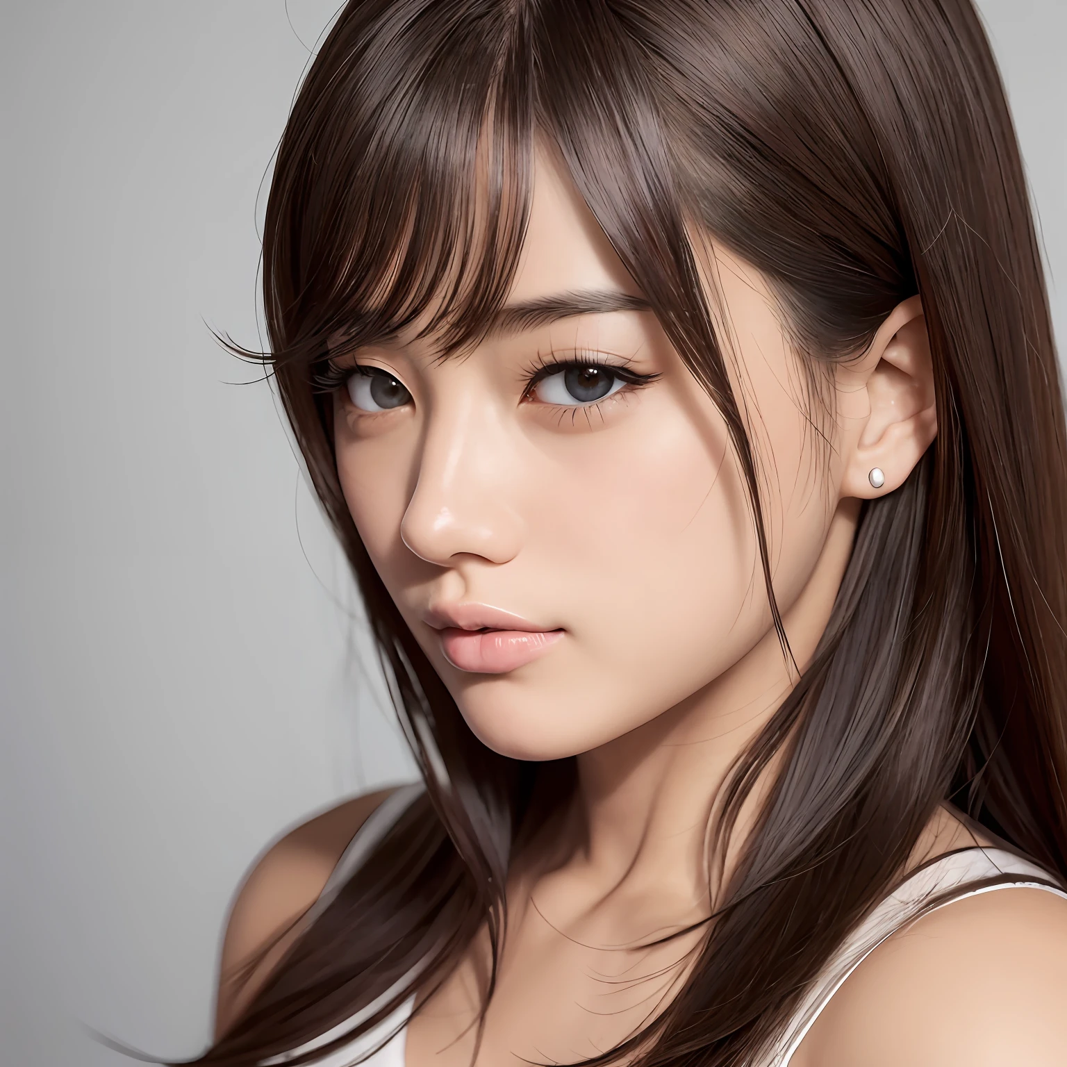 foco nítido:1.2、Woman with personality、Suits、Highly detailed facial and skin texture、A detailed eye、二重まぶた、Cool 、full bodyesbian、In the street、Blur the background、Pointing