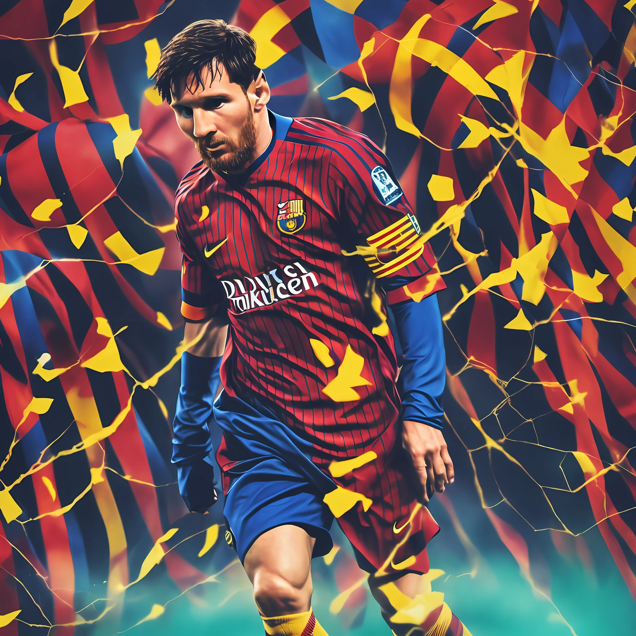 Lionel messi como um homem aranha, Walking in the crowd, Nikon Camera Picture Blur, obra-prima, realista, qualidade superior --auto --s2