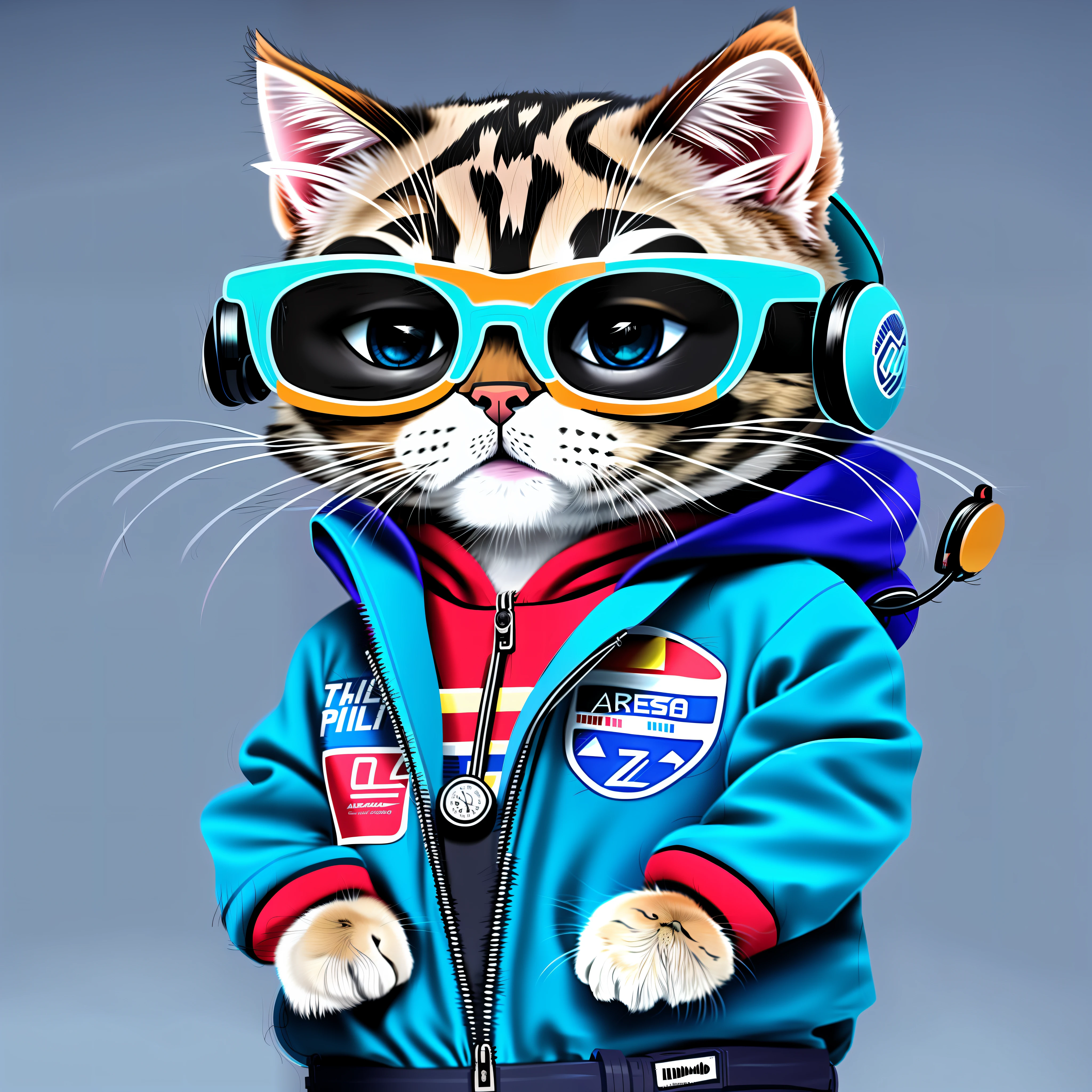 painting of a cat wearing a jacket and sunglasses, gato cyberpunk, olhando heckin legal e elegante, awesome cat, Fursona usando roupas estilosas, papel de parede do telefone hd, arte digital detalhada bonito, papel de parede do telefone hd, Arte digital peluda, bela arte digital, Artista peludo, visual anime de um gato bonito, imagem de alta qualidade, anthropomorphic cat, Gatos Neon bonitos