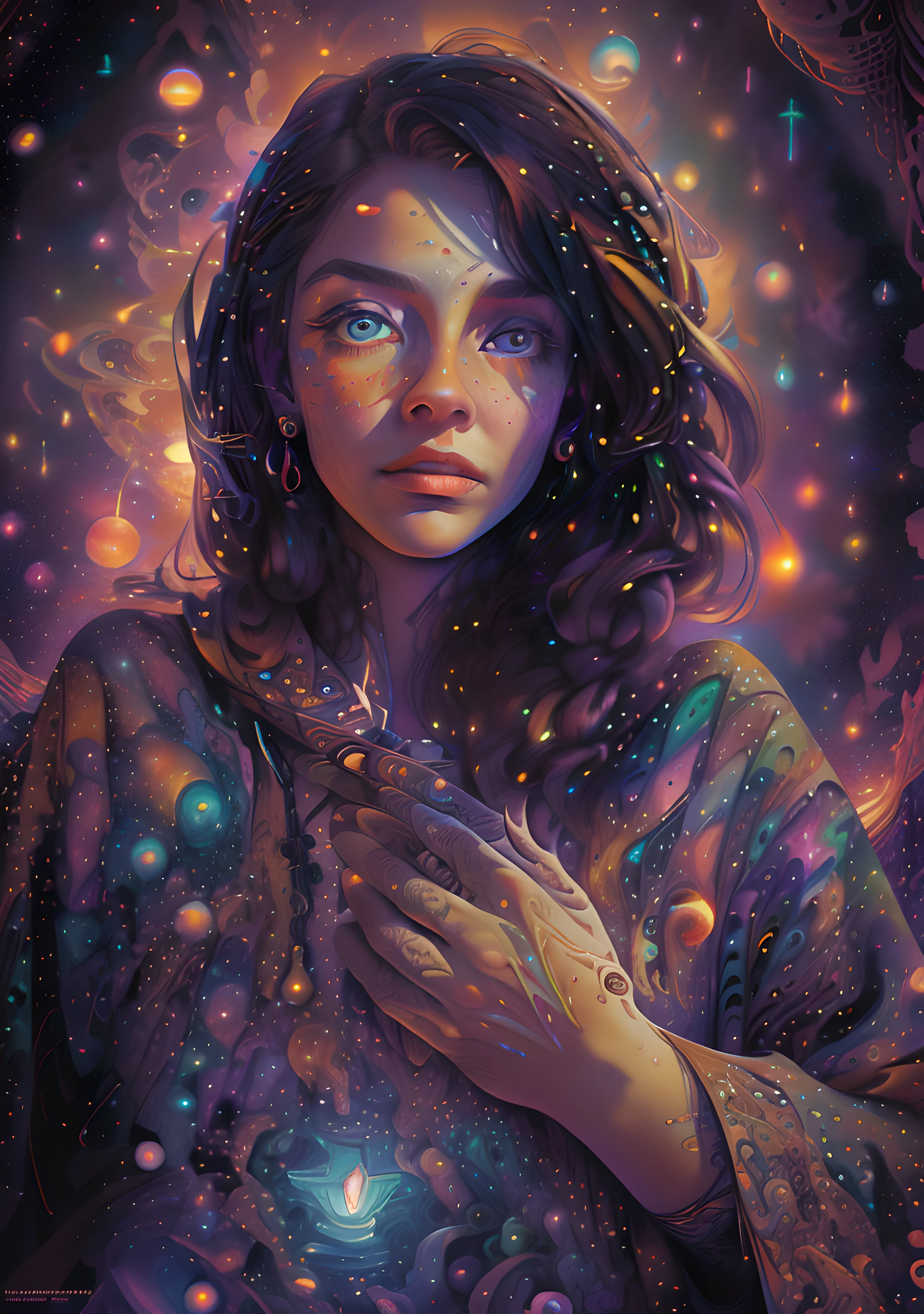 (High resolution, incredibly detailed, masterpiece), portrait of xenia ua with galaxy in one hand, whole body posture,starry sky,wilderness,featuring fractal geometry in (vibrant colors:0.8), set against a (galactic background:1.2), bringing together complex, mesmerizing shapes and patterns.dmt ., soft cinematic light, adobe lightroom, photolab, hdr, intricate, highly detailed, (depth of field:1.4), faded, (neutral colors:1.2), (hdr:1.4), (muted colors:1.2), hyperdetailed, (artstation:1.4), cinematic, warm lights, dramatic light, (intricate details:1.1), complex background, (rutkowski:0.66), (teal and orange:0.4)