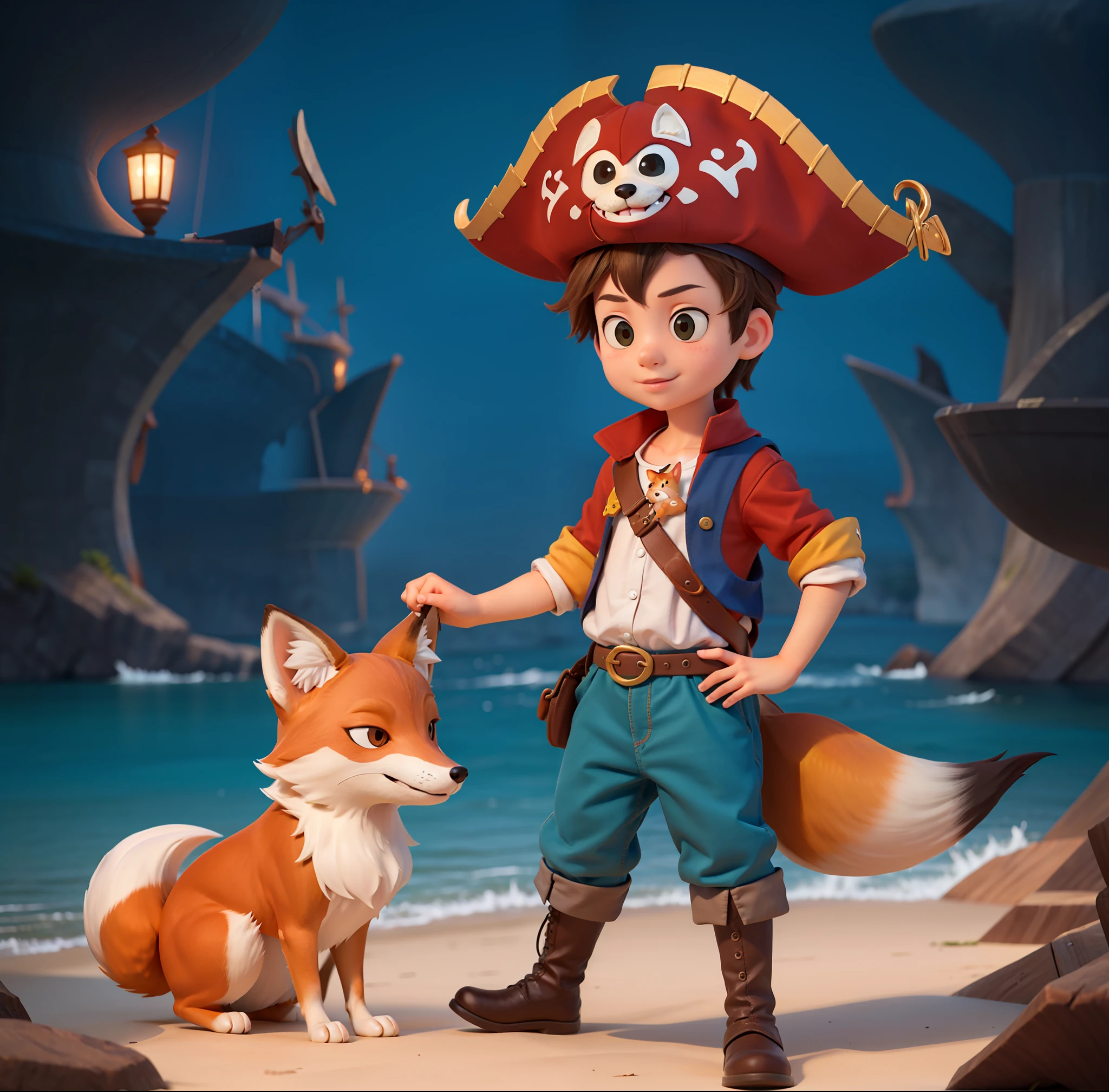 There's a ??? dressed as a pirate with a fox on the side