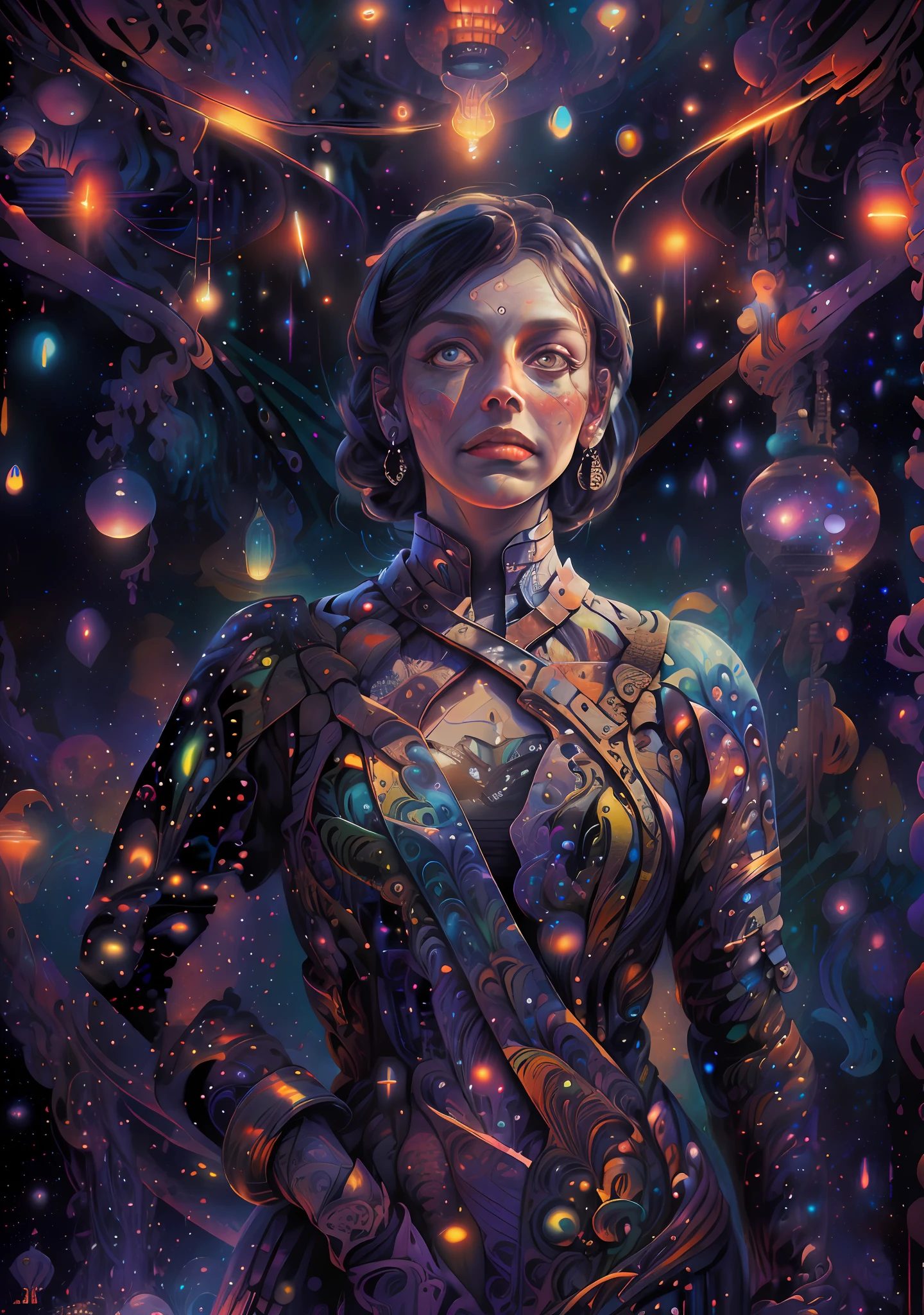(High resolution, incredibly detailed, masterpiece), portrait of xenia ua with galaxy in one hand, whole body posture,starry sky,wilderness,featuring fractal geometry in (vibrant colors:0.8), set against a (galactic background:1.2), bringing together complex, mesmerizing shapes and patterns.dmt ., soft cinematic light, adobe lightroom, photolab, hdr, intricate, highly detailed, (depth of field:1.4), faded, (neutral colors:1.2), (hdr:1.4), (muted colors:1.2), hyperdetailed, (artstation:1.4), cinematic, warm lights, dramatic light, (intricate details:1.1), complex background, (rutkowski:0.66), (teal and orange:0.4)