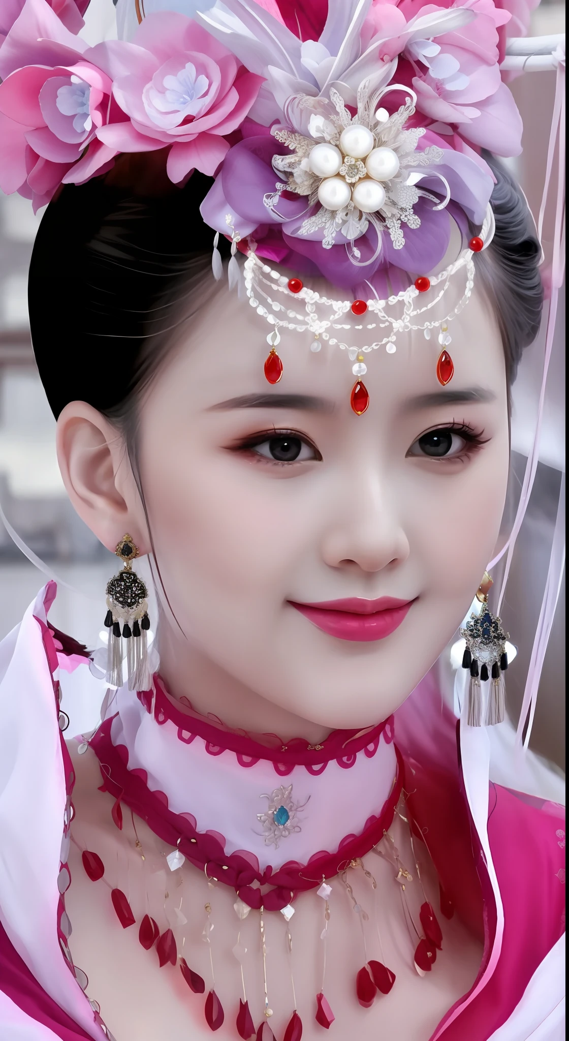 Arakfi women wear pink dresses and pink headdresses, Princesa chinesa antiga, China Princess, ancient chinese beauti, Chinese girl, Palace ， A girl in Hanfu, elegant digital painting, Chinese woman, Chinese traditional, Chinese style, a beautiful fantasy empress, Traditional beauty, Beautiful digital artwork, detailed face of a asian girl, Oriental face, Inspired by Lan Ying