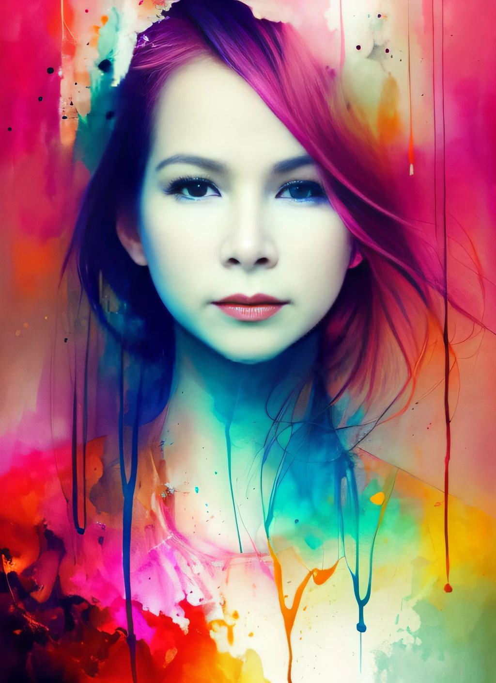 a woman by agnes cecile, luminous design, pastel colours, ink drips, autumn lights