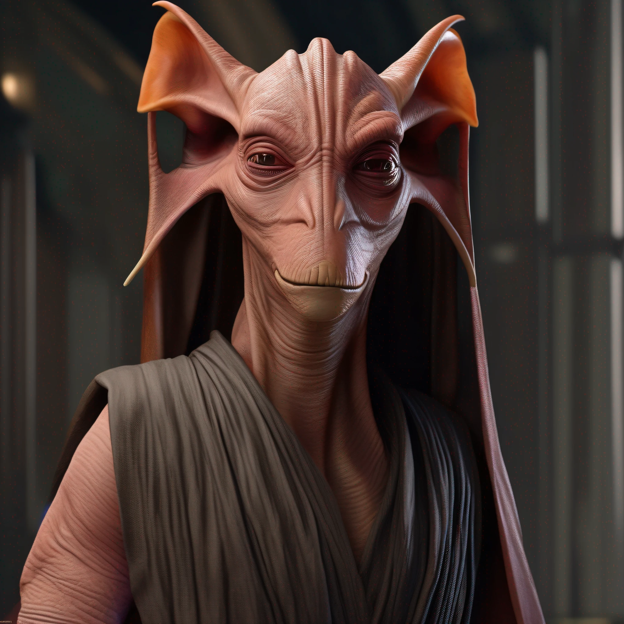 create Jar Jar Binks , intrinsic details, masterpiece, hyper realistic , hd , 8k