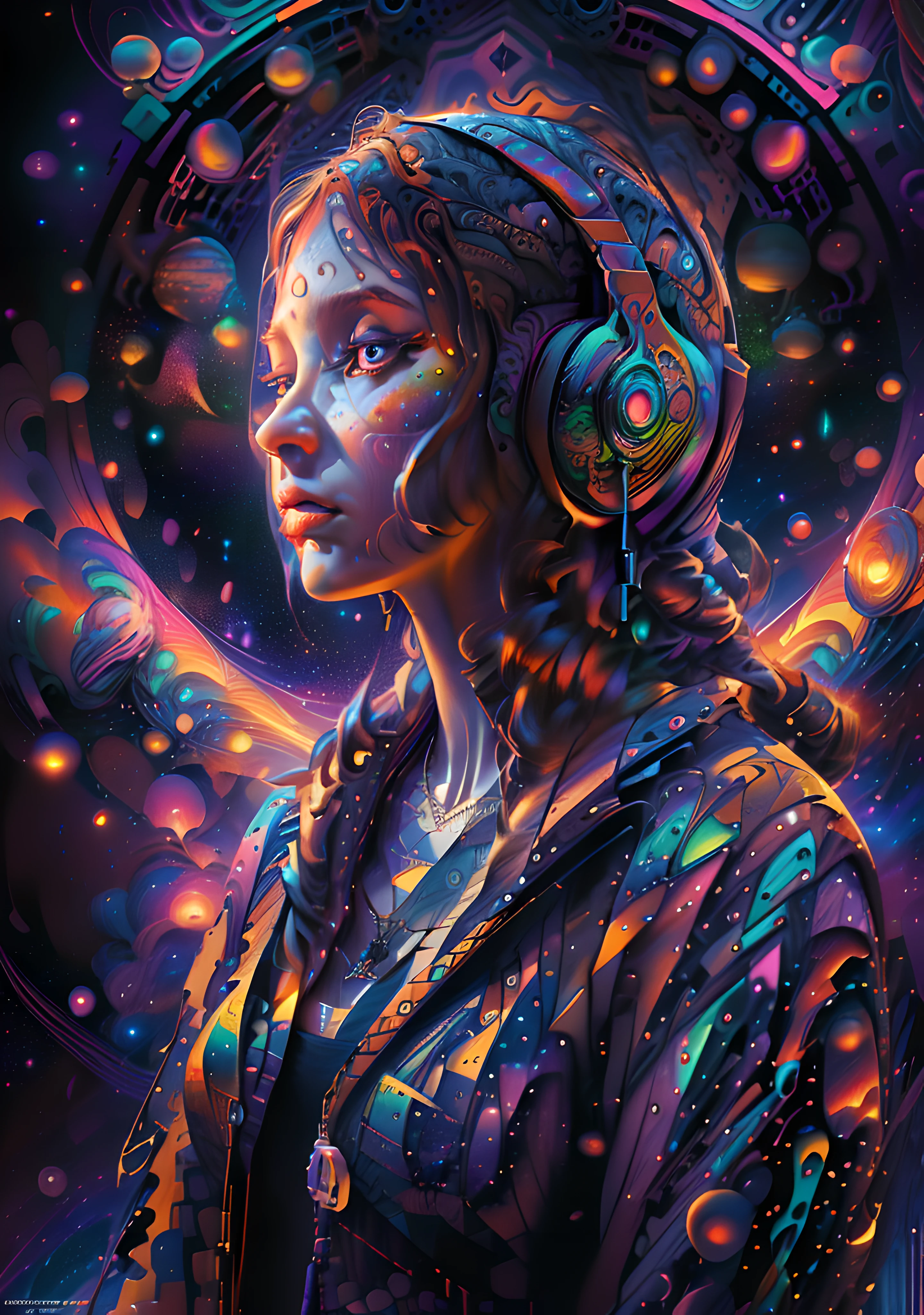 (High resolution, incredibly detailed, masterpiece), portrait of dj xenia ua ,with galaxy in one hand, whole body posture,starry sky,wilderness,featuring fractal geometry in (vibrant colors:0.8), set against a (galactic background:1.2), bringing together complex, mesmerizing shapes and patterns.dmt ., soft cinematic light, adobe lightroom, photolab, hdr, intricate, highly detailed, (depth of field:1.4), faded, (neutral colors:1.2), (hdr:1.4), (muted colors:1.2), hyperdetailed, (artstation:1.4), cinematic, warm lights, dramatic light, (intricate details:1.1), complex background, (rutkowski:0.66), (teal and orange:0.4)