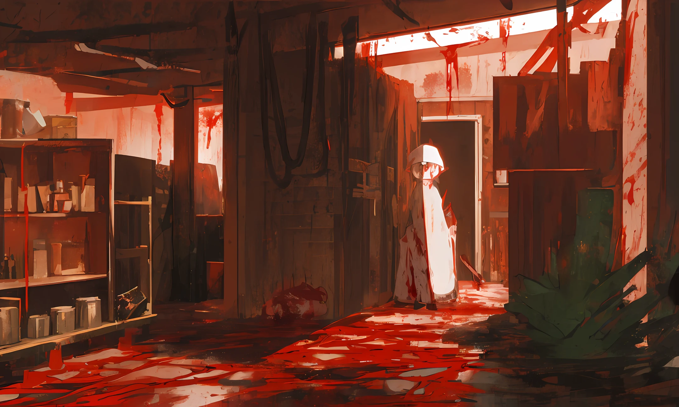 slaughterhouse, dirty, with a lot of blood