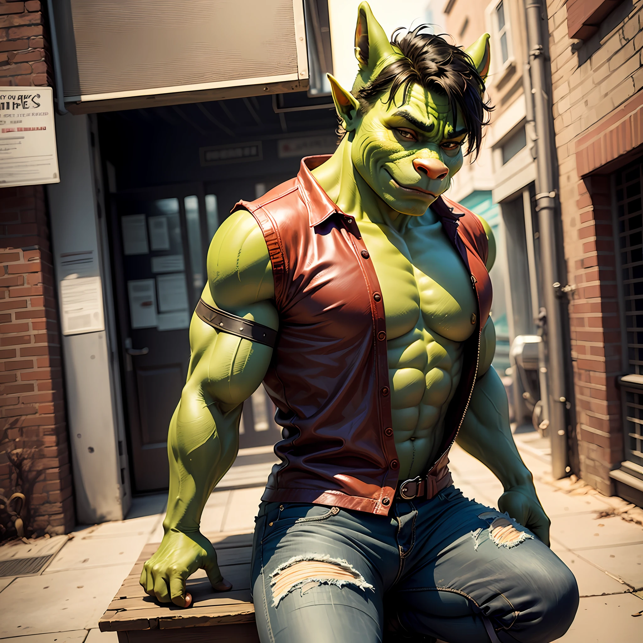 Shrek, o famoso ogro verde, is invited to be a model in a photo shoot for a prestigious fashion magazine. How he feels about being approached for this unusual opportunity and how he deals with stereotypes of beauty? --auto