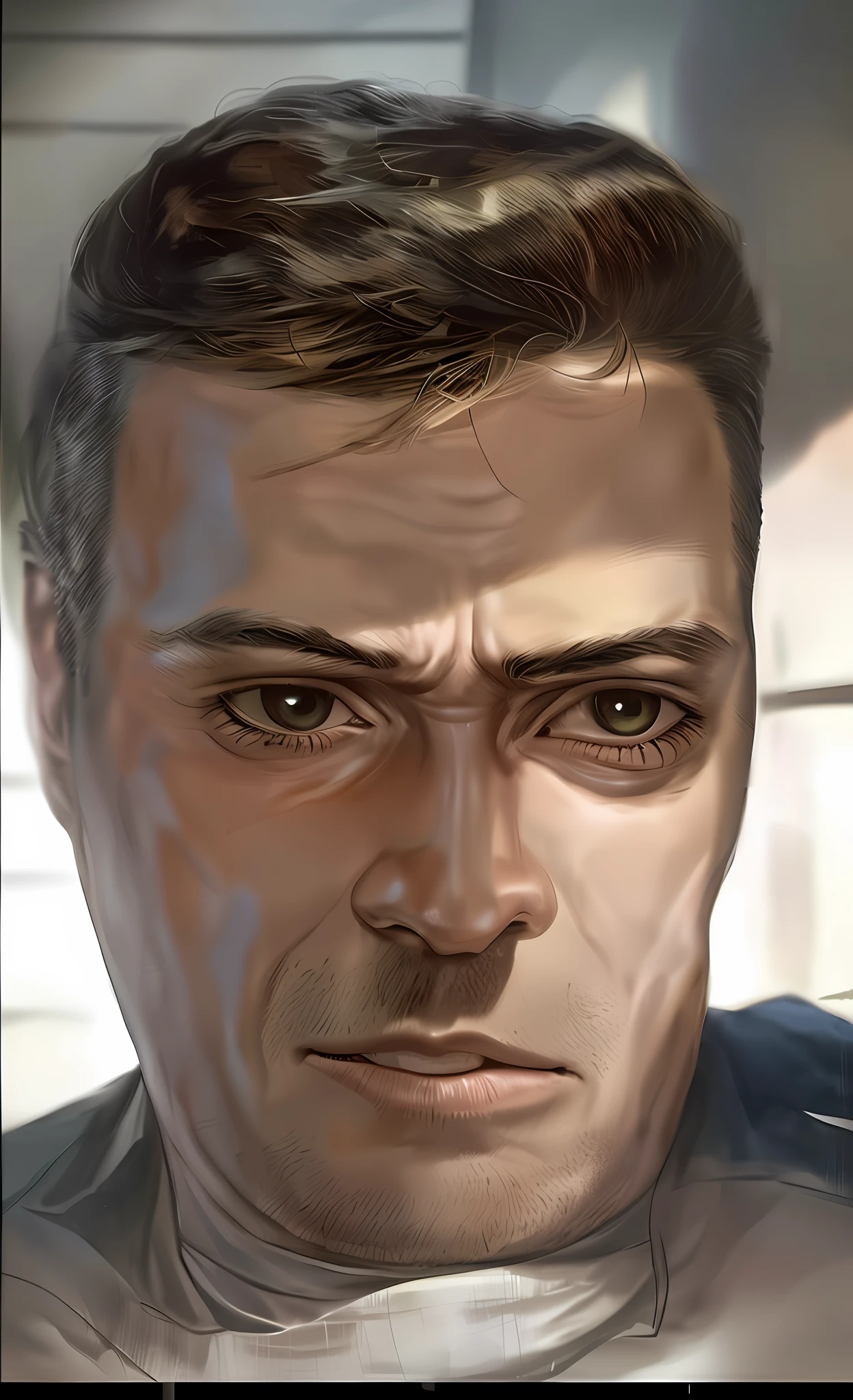 A closeup of a man with a serious look on his face, closeup retrato de personagem, retrato de personagem de closeup, Epic portrait illustration, retrato da arte do personagem, Realistic portrait, Pintura Digital de Alto Detalhe, retrato de personagem pintado, closeup retrato da cena do filme, retrato detalhado do caractere, fan art, Closeup da arte do personagem, pintura mate digital, retrato hiper detalhe, altamente_circunstanciado_rosto!!!