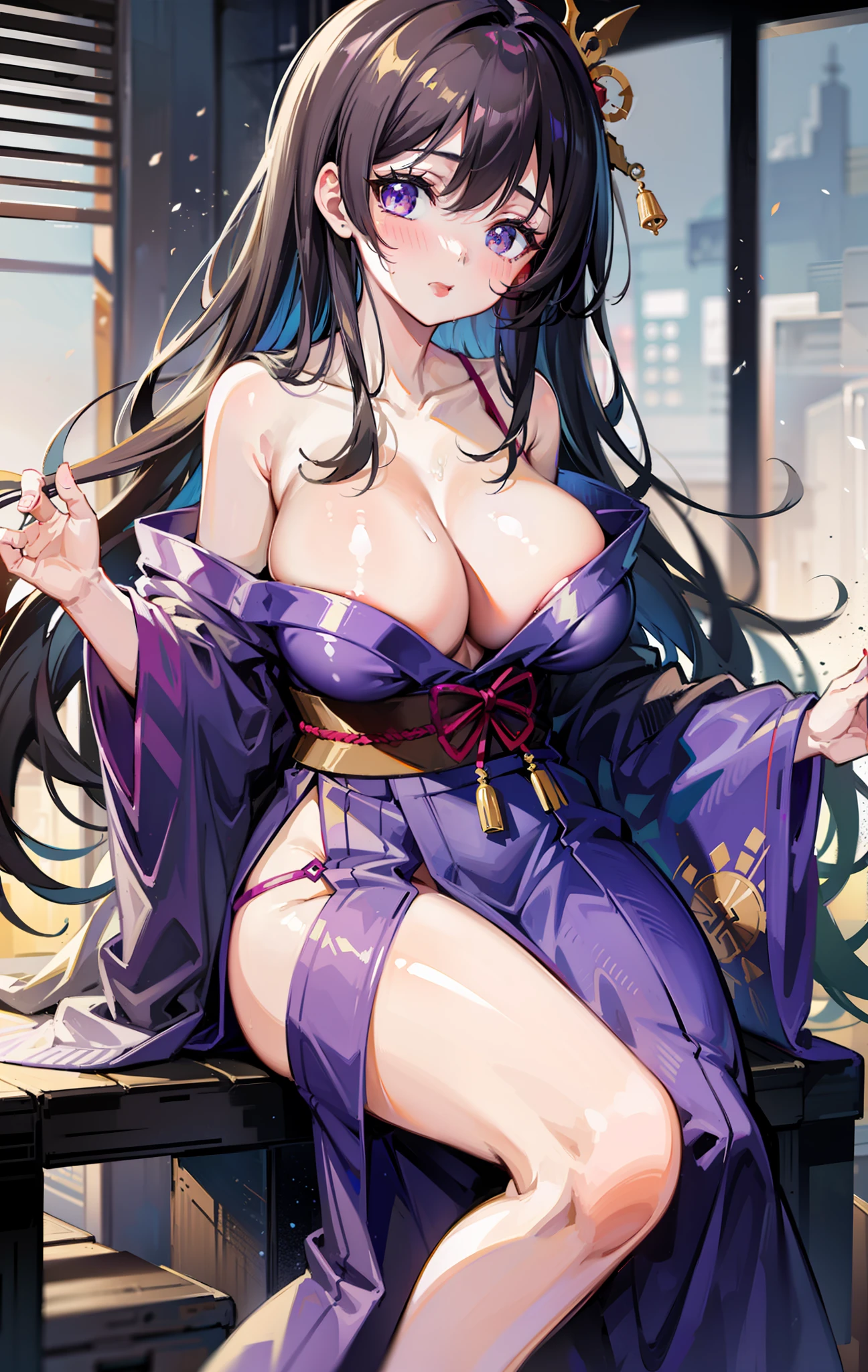 tmasterpiece,beautiful and seductive anime woman, Lori huge breasts cleavage, Beautiful anime girls,Beautiful anime girl, Anime goddess, Beautiful anime woman, Translucent skin,Medium-long hair and messy hair blend beautifully,The skin is fair and juicy,Wear a delicate transparent yukata,Charming and lustful leg seduction,perspire,Get wet,Be red in the face,huge tit,