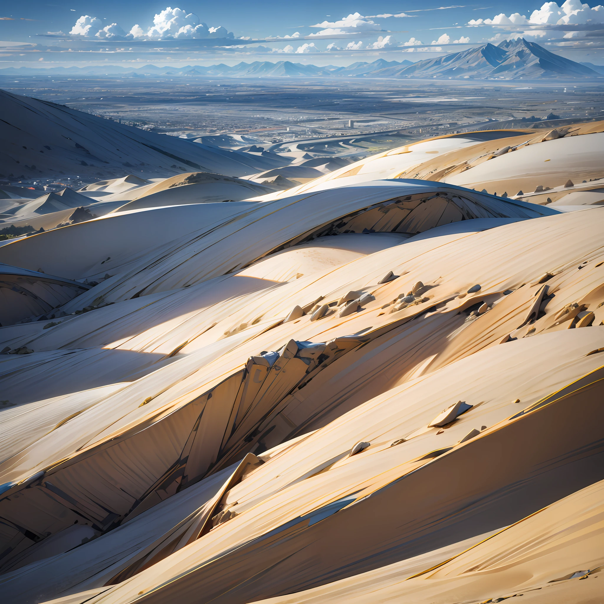 landscape, background image, mountain, desert, blue sky , white clouds --auto