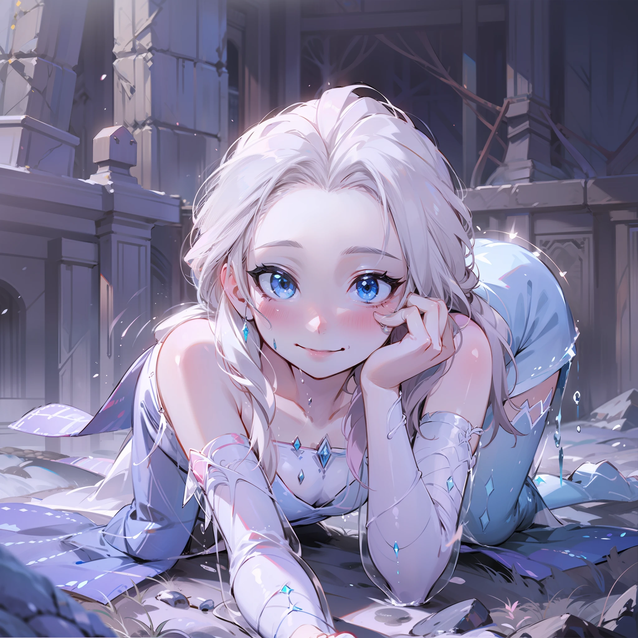 Elsa of Arendelle、all-fours、A sly smile、Painful face、