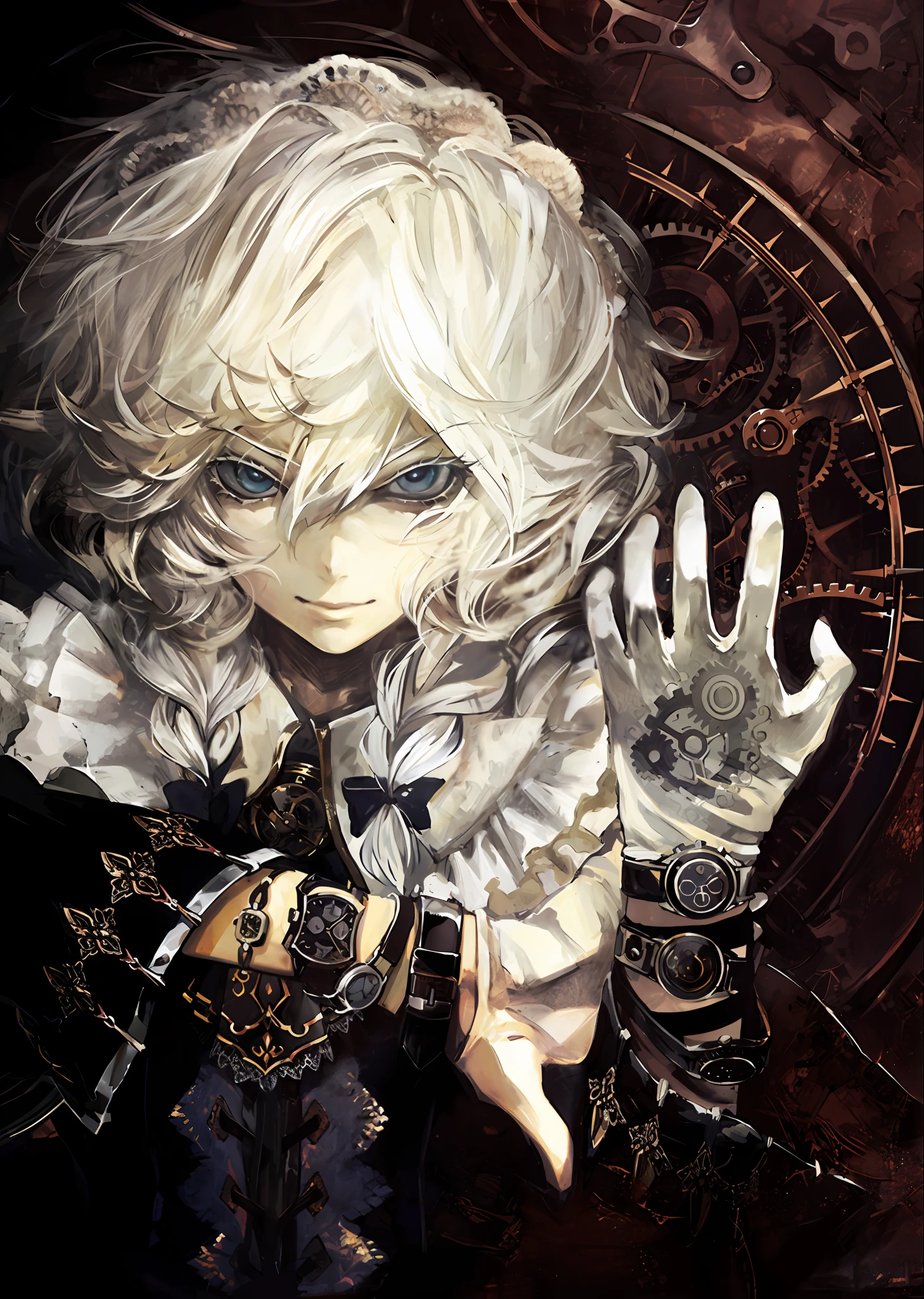 (Masterpiece : 1,8), 64k quality, final fantasy artwork concept, detailed manga eyes, detailed hair, detailed clothes, detailed body, cleaner designs, detailed face pronounced, shiny objects like jewels, see creases on clothes, more coherent clothing, more rounded eyes transparent liquid globular, more colors, more coherent clothing , correct the features of the clothes, better eyes contour, better shoulders, really colorful, coarser line, black line, finishing . (coarser line) (black line) (homogeneous rendering: 1.3)