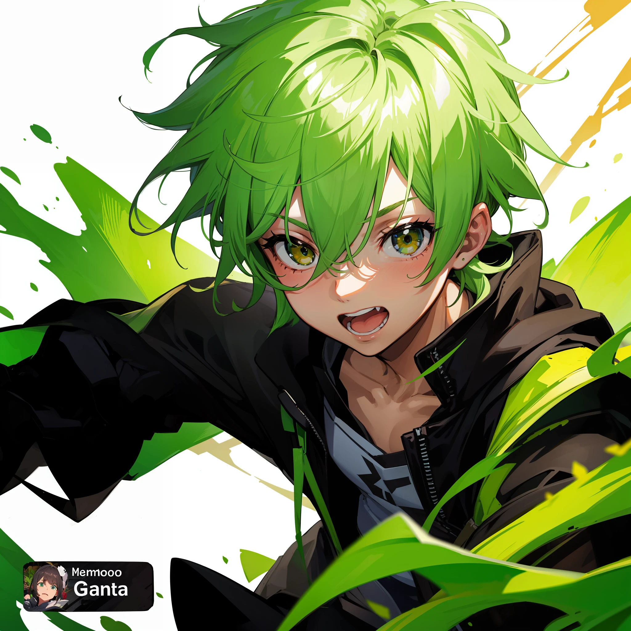 Garoto, cabelo verde