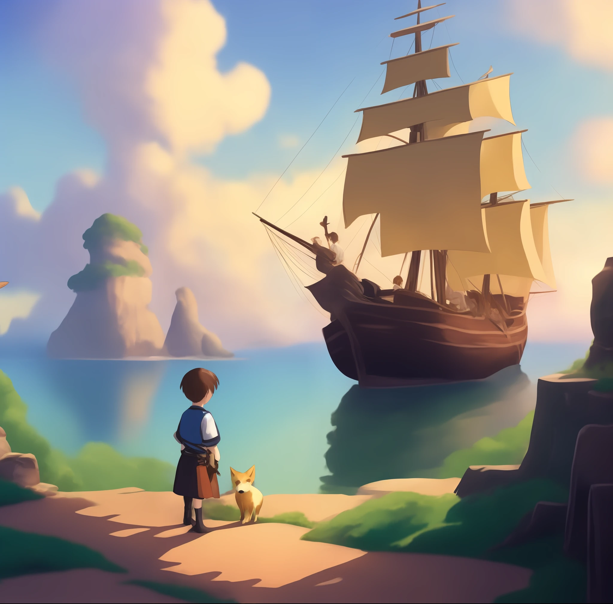 There's a kid dressed as a pirate with a fox on the side