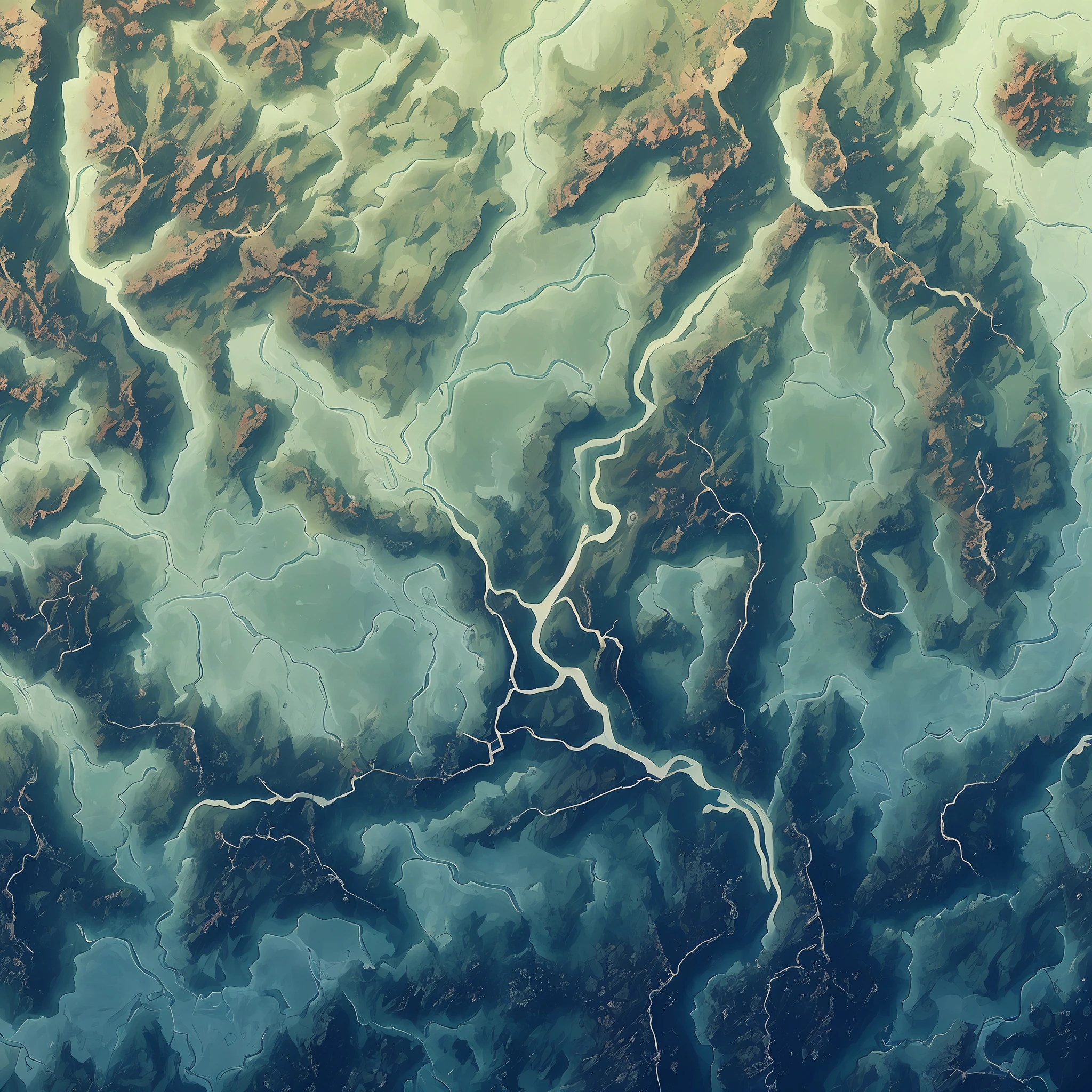 Aerial view of a river and a valley in the middle of the image, Canyon topography, topografia da floresta, topography of the plain, lots of vegetation, arte digital ultra-detalhada, Pintura Digital Ultra-Detalhada, arte digital ultra-detalhada, animado extremamente detalhada, rpg ultra detalhada, desfiladeiro, arte digital muito detalhada, Classic RPG style art, superdetalhada, Rios sinuosos, uma pintura ultrafina e detalhada, mapa gigante, mapa grande, imagem clara, tonalidade quente, Sombras realistas,