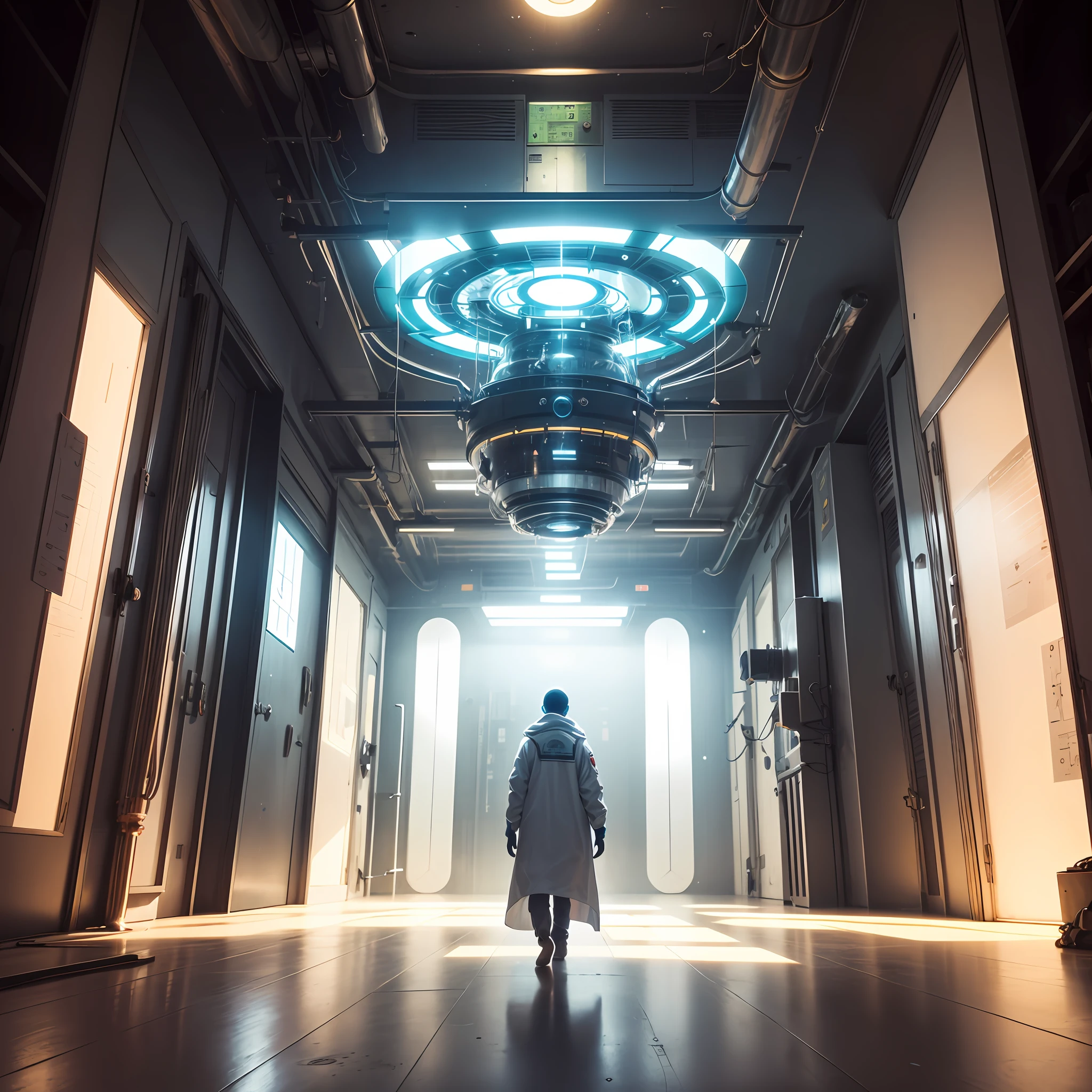 Inside an alien spacecraft, there was a laboratory that stretched across a vast chamber. The lighting was soft, emitting a bluish glow that bathed the entire area. The floor, made of an unknown material, seemed to pulse gently, as if it were a living part of the ship itself. The walls were covered with strange control panels, displaying symbols and graphics that appeared indecipherable to any human.
In the center of the laboratory, a row of shining tubes drew attention. Within them, human beings were suspended in a translucent, pulsating goo, as if they were in some sort of hibernation stage. Their faces were serene, oblivious to the strange environment around them. --auto