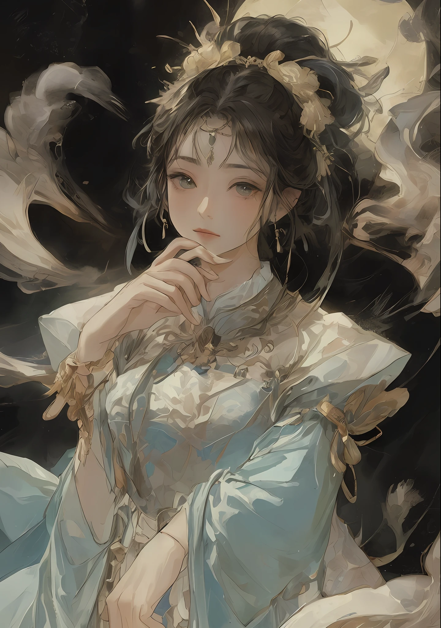 A girl, ancient Chinese costume, whole body, sunshine, clear face, clean white background, masterpiece, super detail, epic composition, ultra HD, high quality, extremely detailed, official art, uniform 8k wallpaper, super detail, 32k