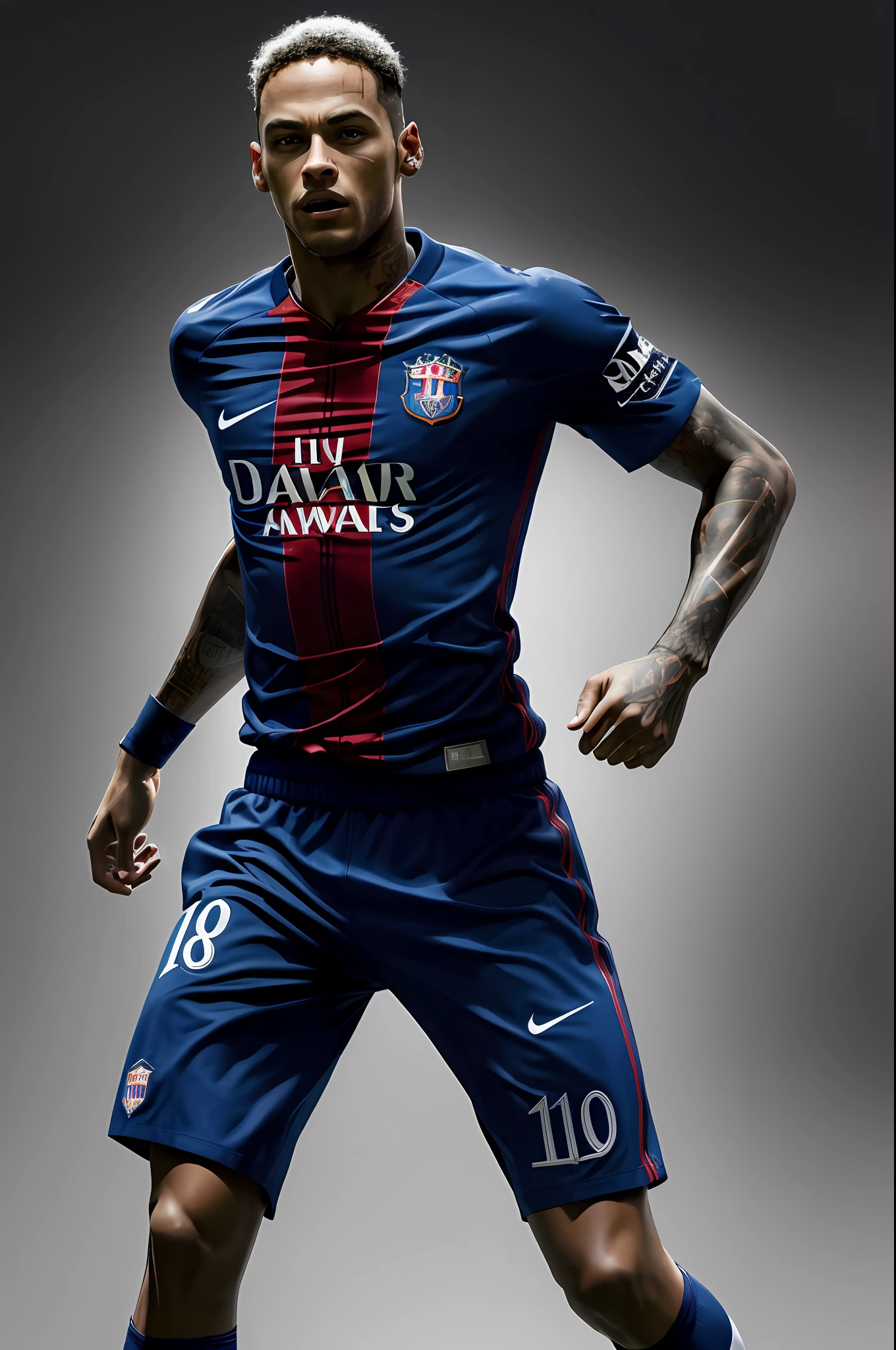 (8k, foto RAW, melhor qualidade, obra-prima: 1.2), ultra detalhado, arte oficial, foto-realista: 1.37, parte superior do corpo tiro, DC Coringa, grain of film, Action Pose, rosto do neymar