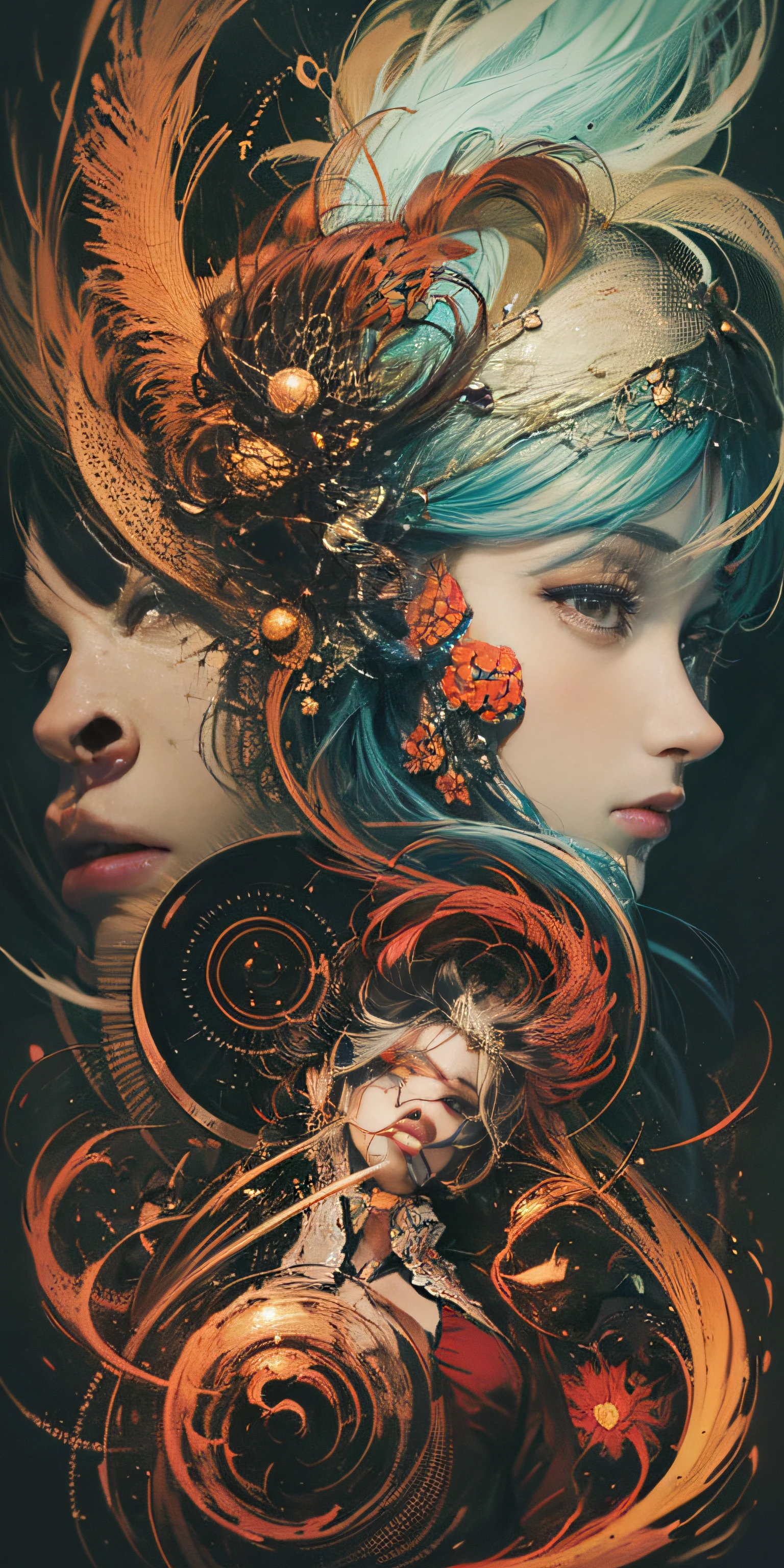 official art, unity 8k wallpaper, ultra detailed, beautiful and aesthetic, masterpiece, best quality, (zentangle, mandala, tangle, entangle), (fractal art:1.3) , 1girl, extremely detailed, dynamic angle, cowboyshot, the most beautiful form of chaos, elegant, a brutalist designed, vivid colours, romanticism, by james jean, roby dwi antono, ross tran, francis bacon, michal mraz, adrian ghenie, petra cortright, gerhard richter, takato yamamoto, ashley wood, atmospheric, ecstasy of musical notes, streaming musical notes visible