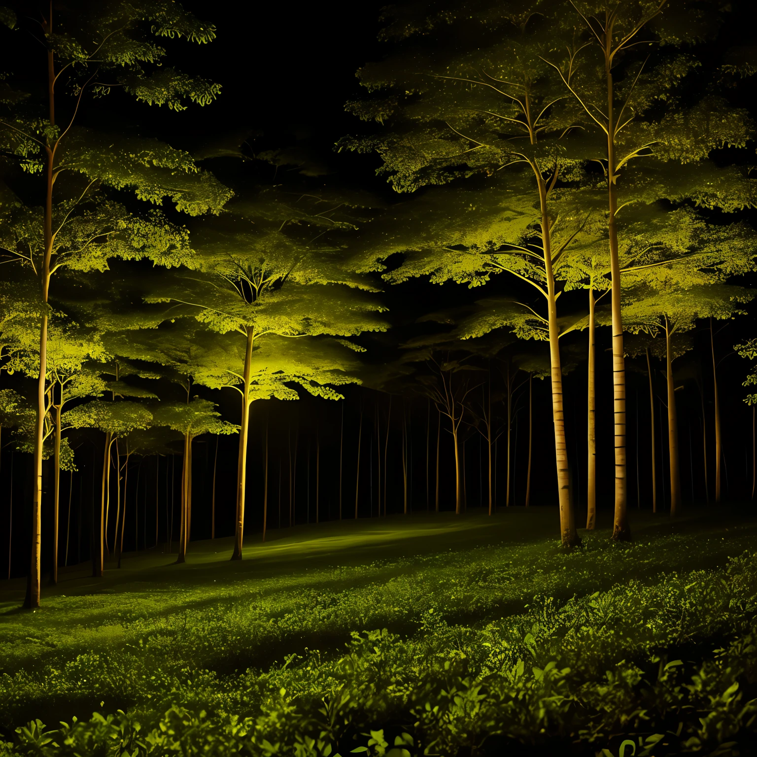 floresta negra, densa, noite sombria, neblina densa, without illumination --auto
