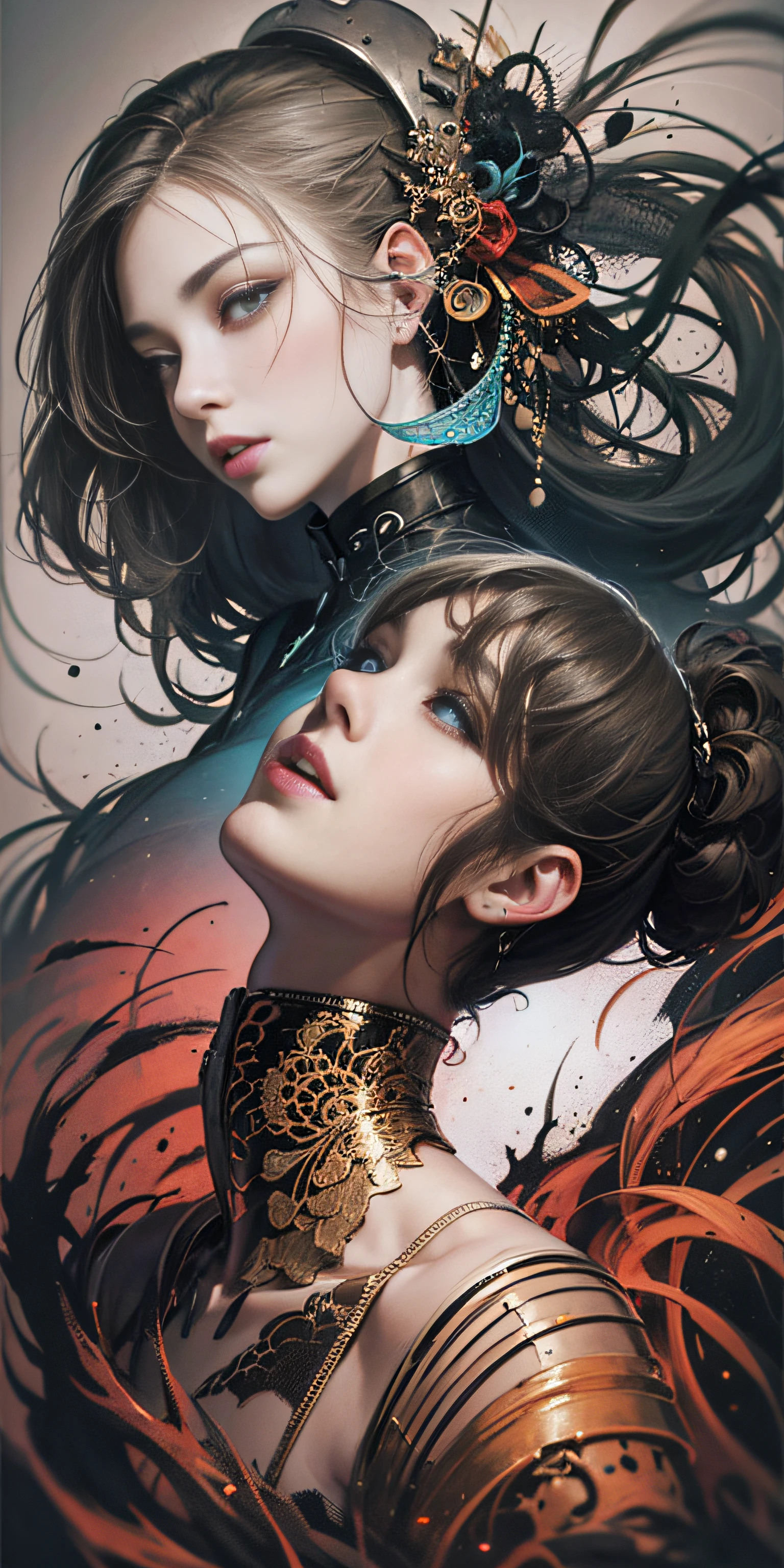 official art, unity 8k wallpaper, ultra detailed, beautiful and aesthetic, masterpiece, best quality, (zentangle, mandala, tangle, entangle), (fractal art:1.3) , 1girl, extremely detailed, dynamic angle, cowboyshot, the most beautiful form of chaos, elegant, a brutalist designed, vivid colours, romanticism, by james jean, roby dwi antono, ross tran, francis bacon, michal mraz, adrian ghenie, petra cortright, gerhard richter, takato yamamoto, ashley wood, atmospheric, ecstasy of musical notes, streaming musical notes visible
